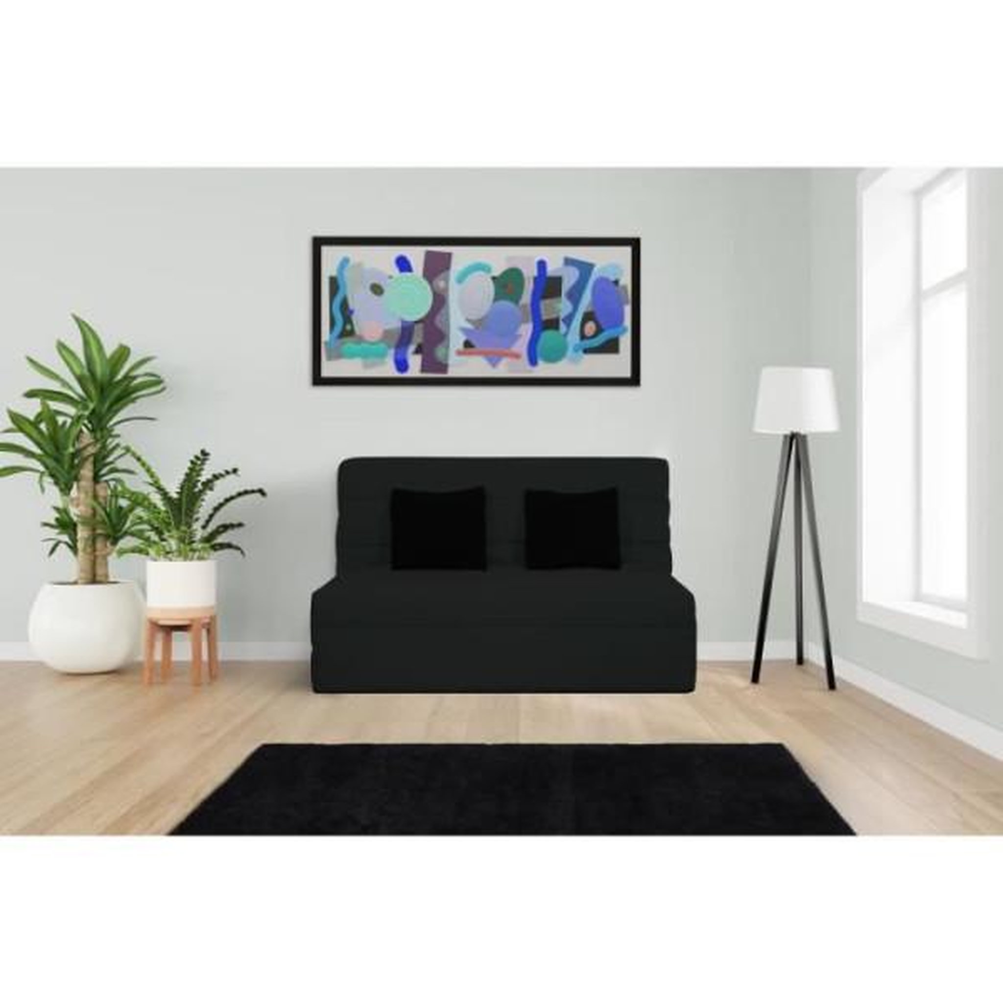Voir la diapositive 2 : DUNLOPILLO DUNLOPILLO Banquette BZ 2 places - Noir - ReVEUR