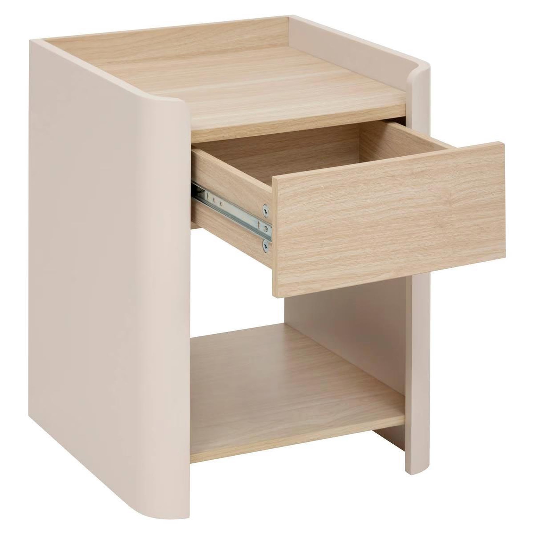 Voir la diapositive 2 : FIVE Table de chevet 1 tiroir  roundy  50cm beige