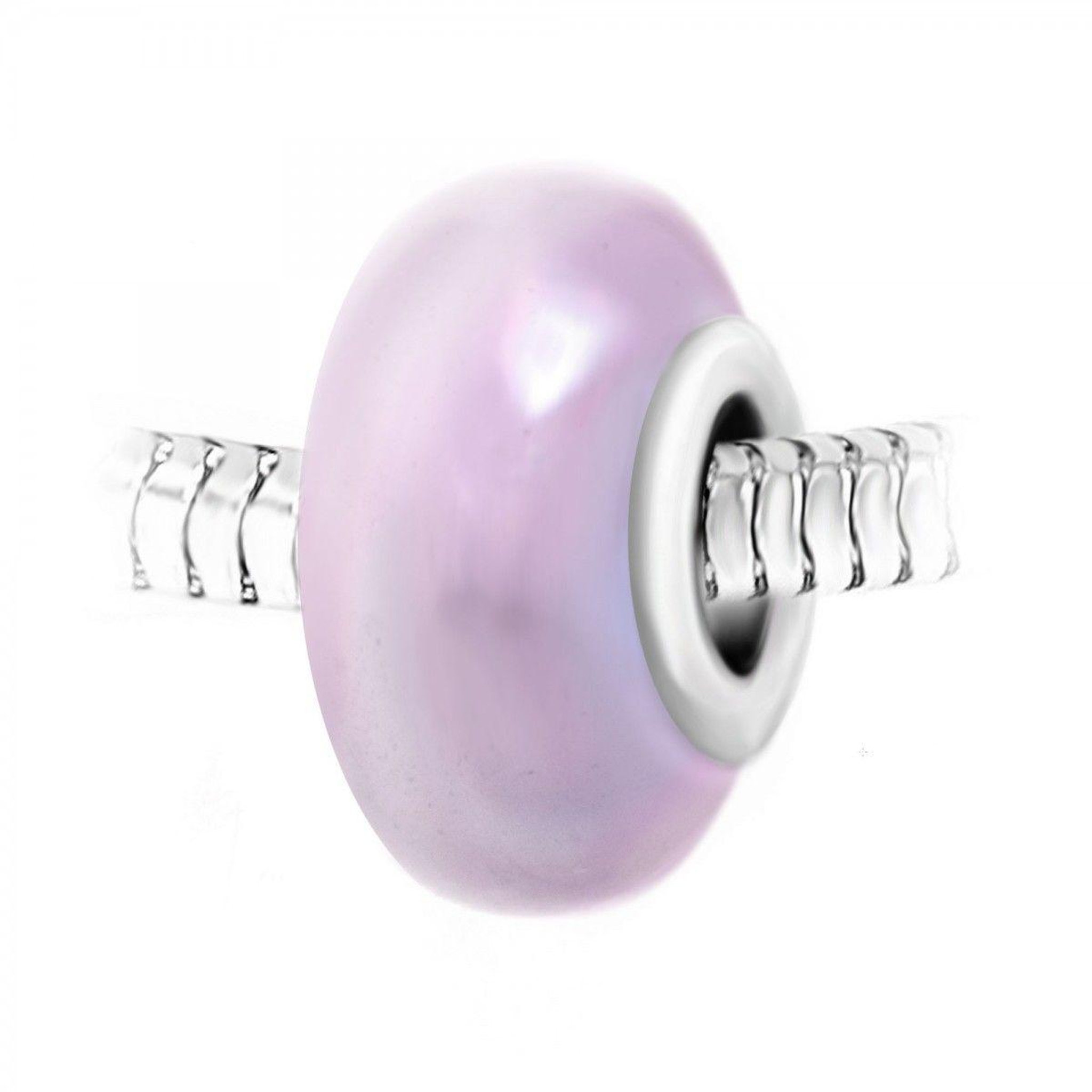 SC CRYSTAL Charm perle verre nacré rose et acier par SC Crystal