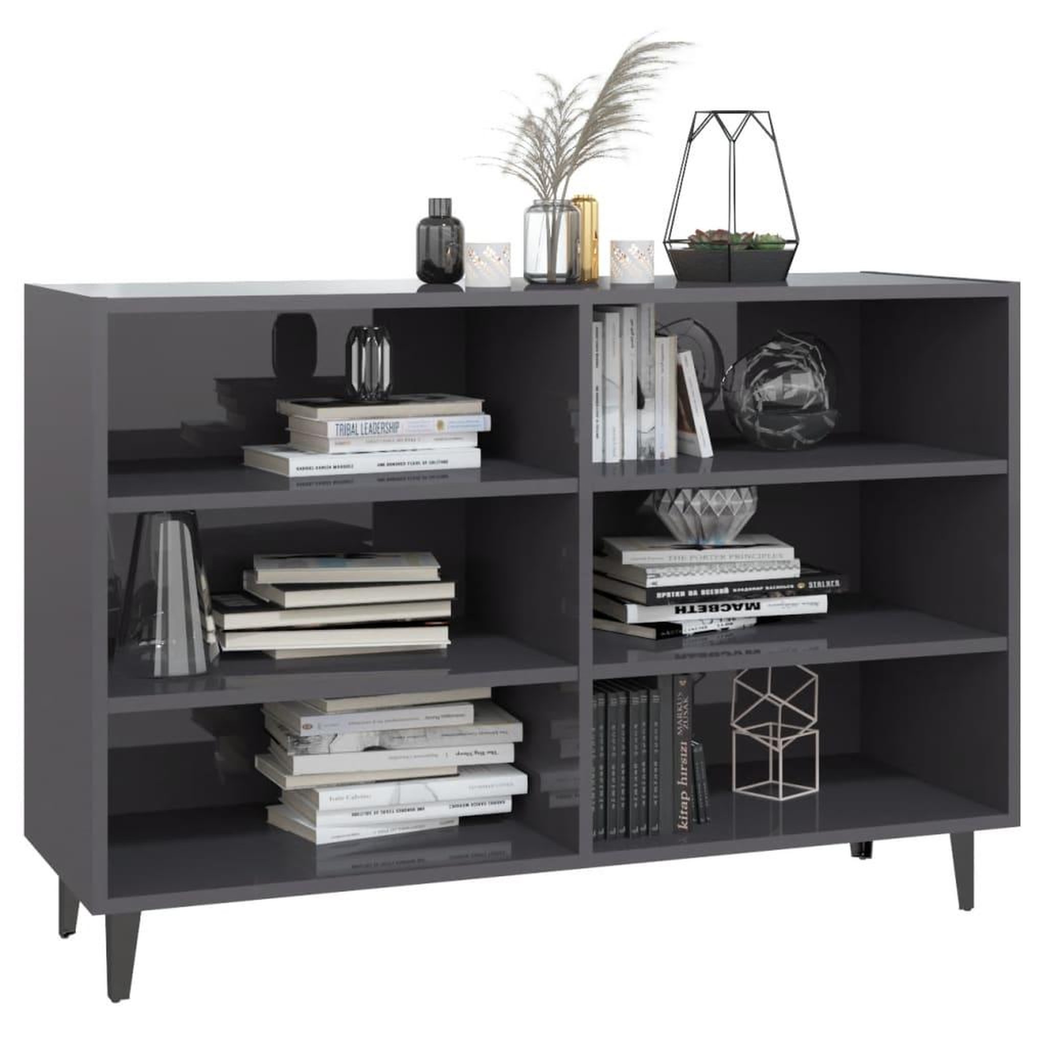 Voir la diapositive 3 : VIDAXL Buffet gris brillant 103,5x35x70 cm bois d'ingenierie