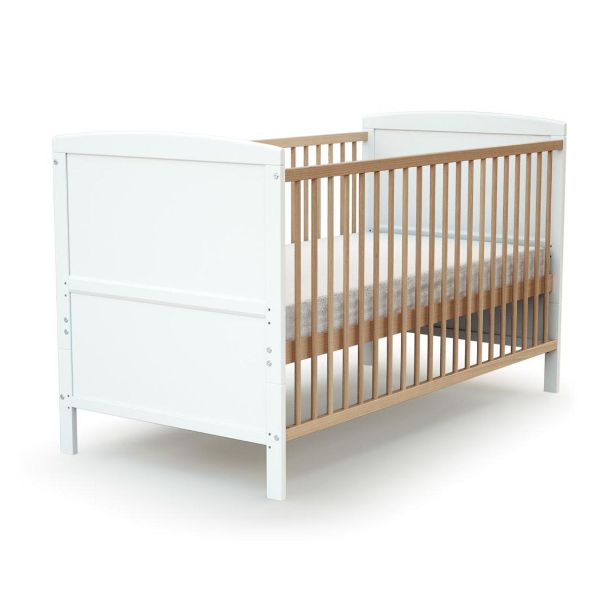 AT4 Lit bébé évolutif avec matelas ESSENTIEL 70 x 140 cm en bois