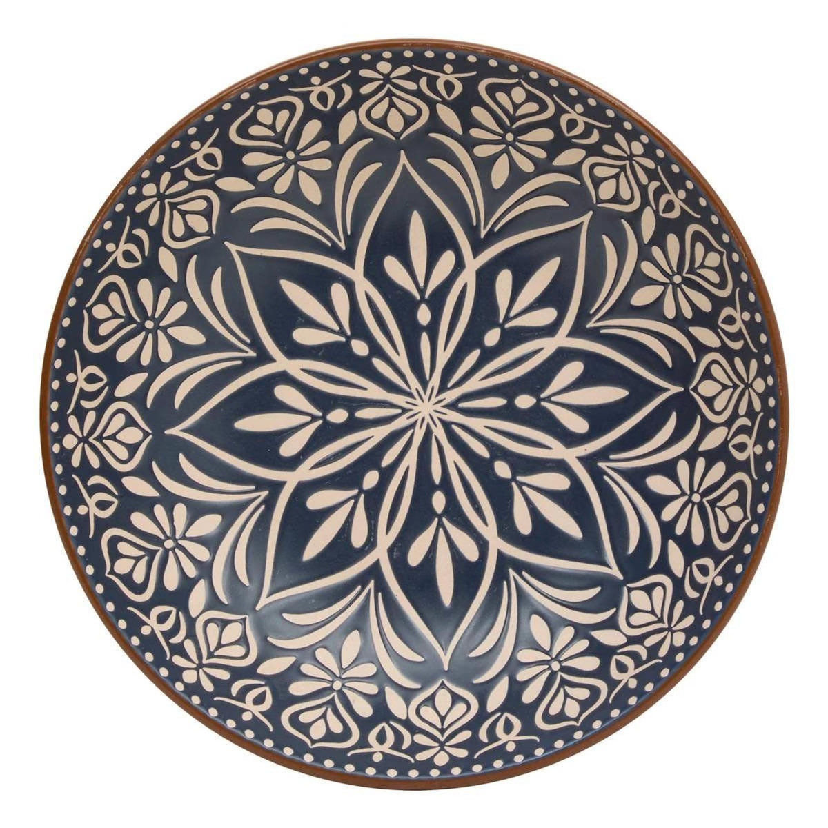 SECRET DE GOURMET Lot de 6 Assiettes Creuses en Céramique  Inès  20cm Bleu