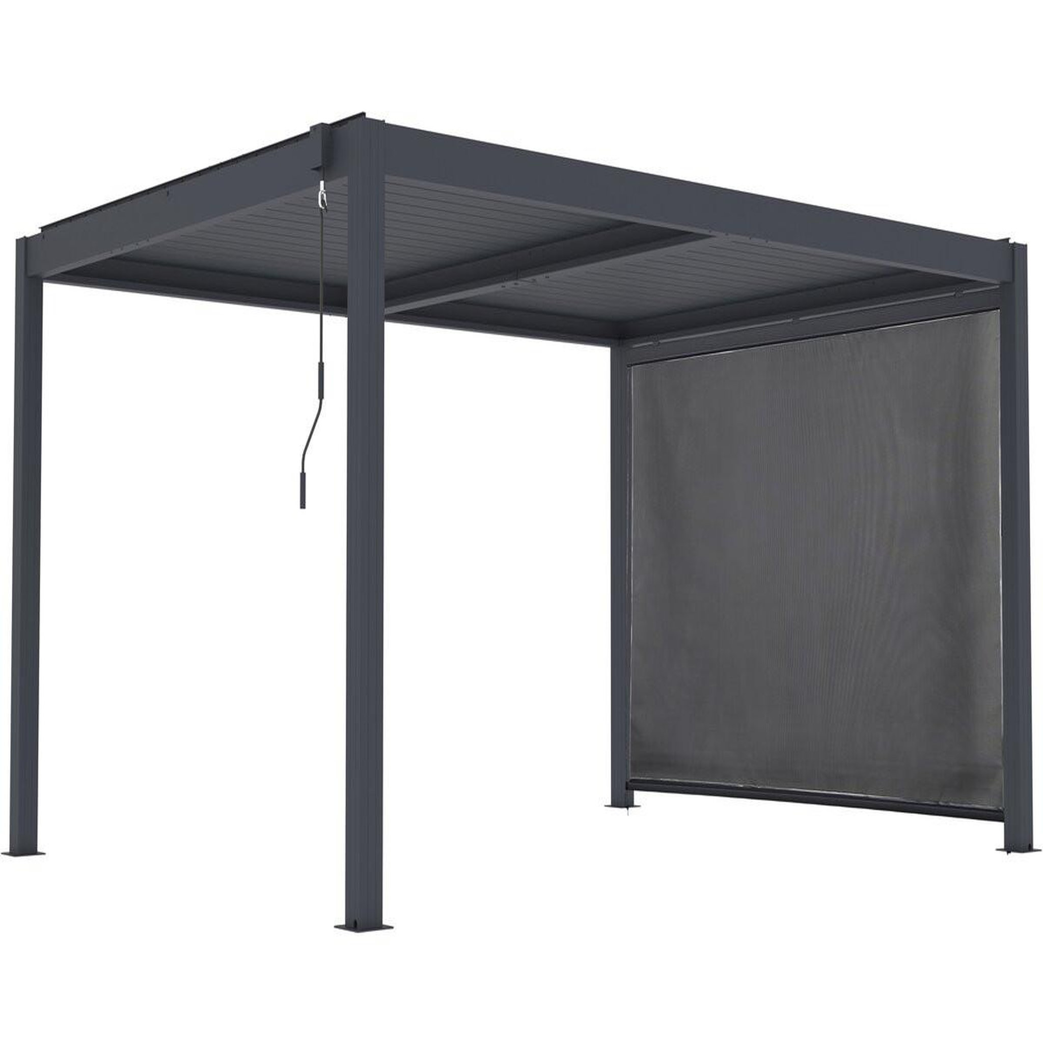 Habitat et Jardin Pergola bioclimatique avec led et store en aluminium  windsor premium  - 3 x 4 m - gris