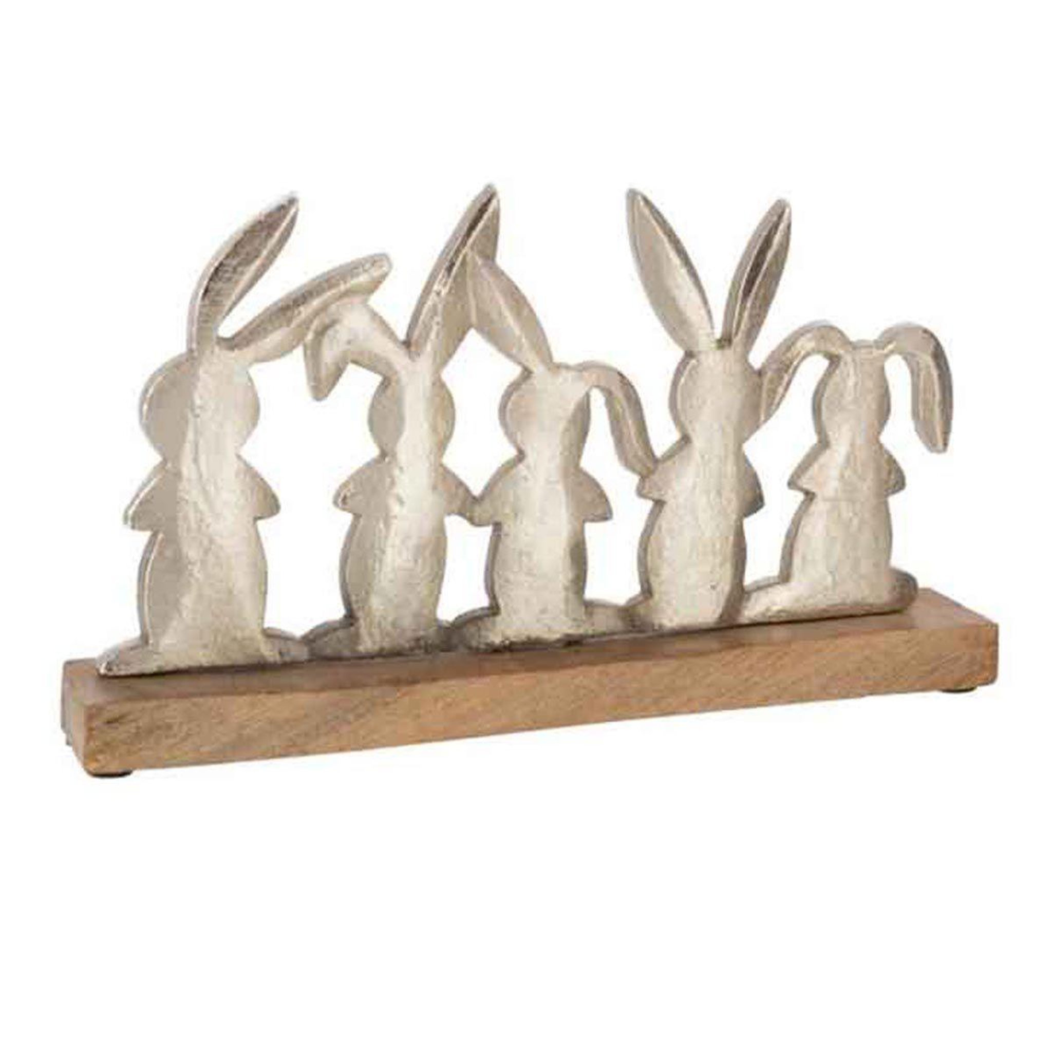 J-LINE Statuette déco  lapins en rang  30cm argent