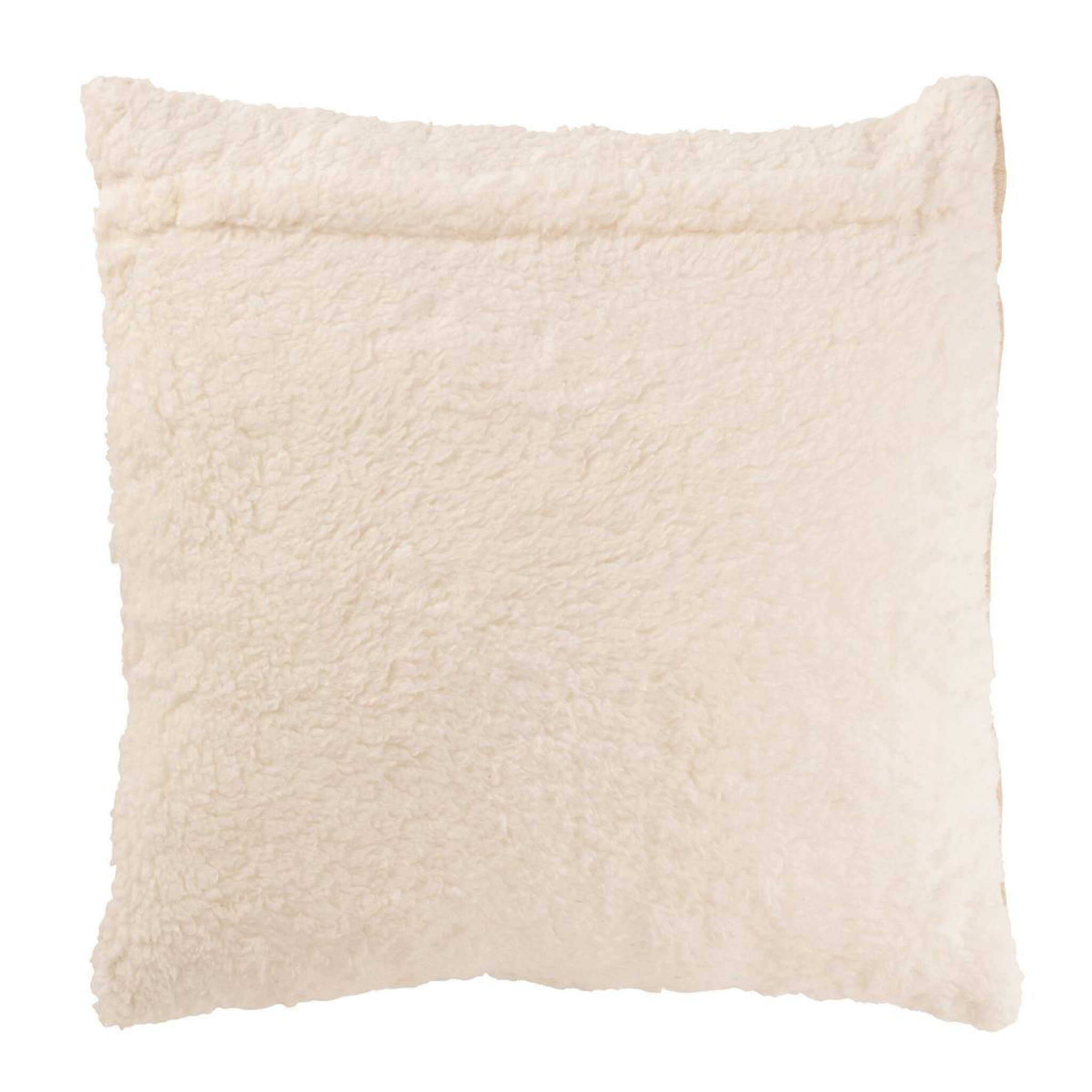Voir la diapositive 2 : J-LINE Coussin déco lignes  teddy  45x45cm beige