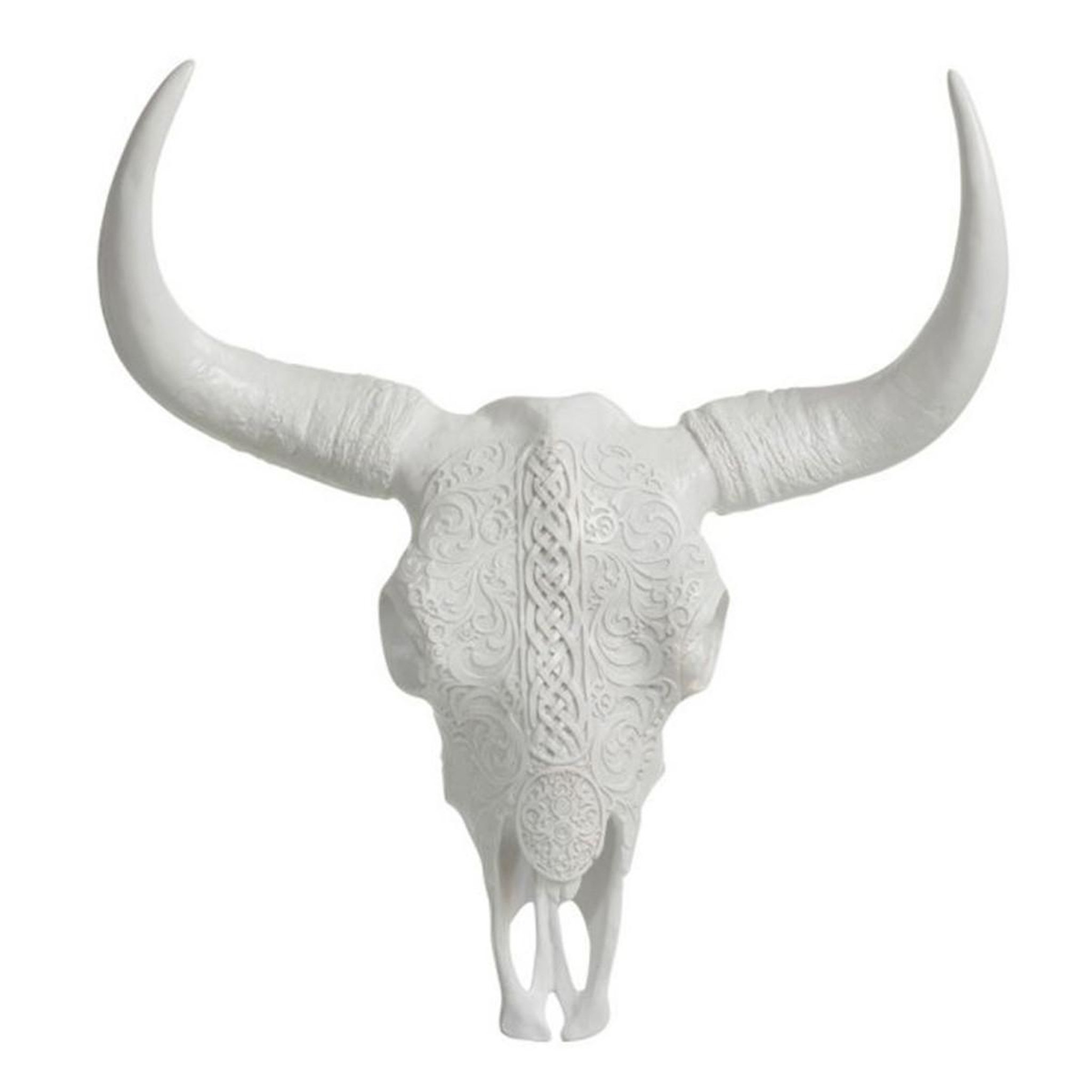 J-LINE Trophée mural  crâne suspendu  45cm blanc