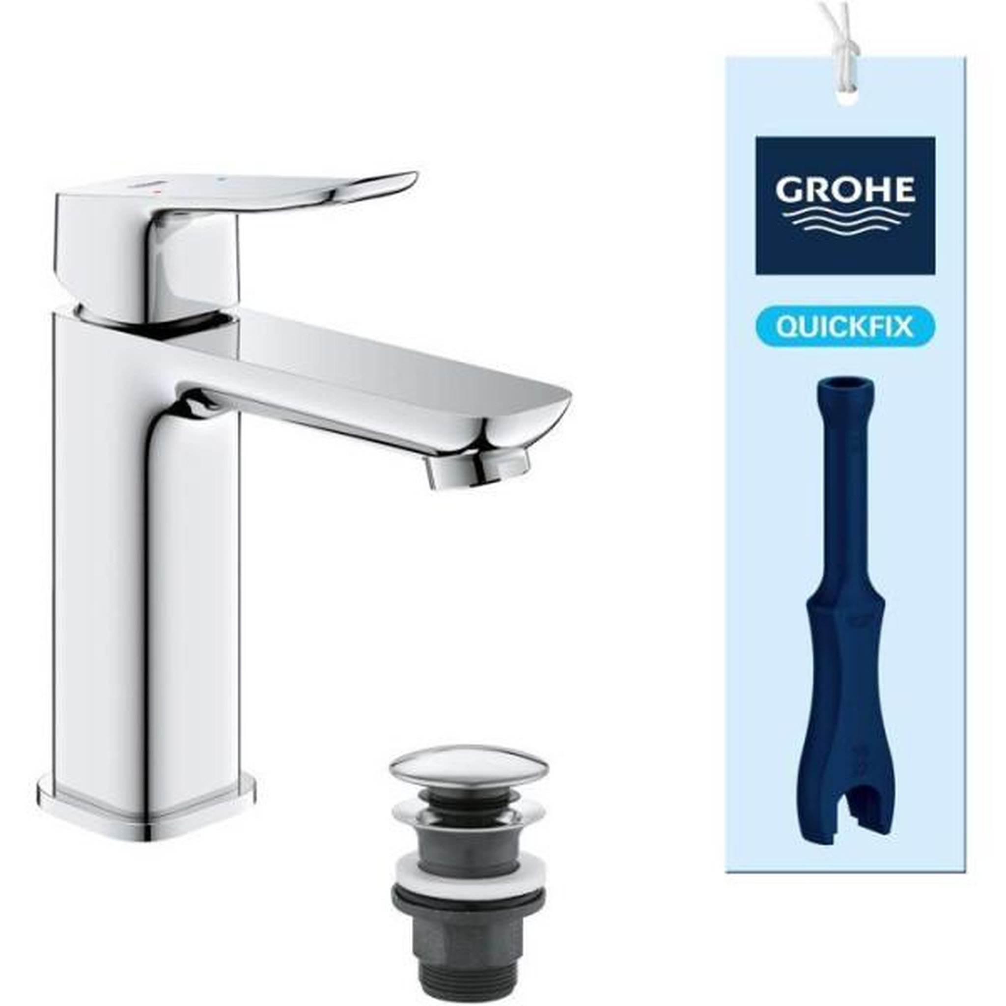 Grohe Mitigeur de lavabo - grohe dice - taille m - vidage clic-clac - chrome