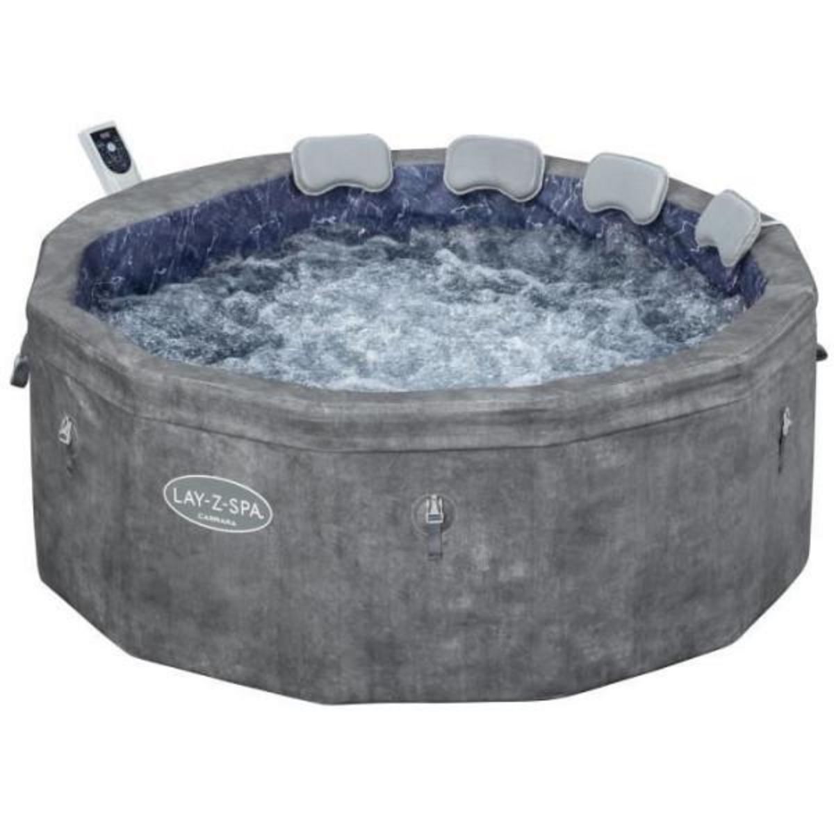 BESTWAY Spa gonflable BESTWAY - Lay-Z-Spa Carrara - 140 airjets - 170 x 65 cm - 4 a 6 places - Rond (couverture, cartouche, 4 appuie-tet