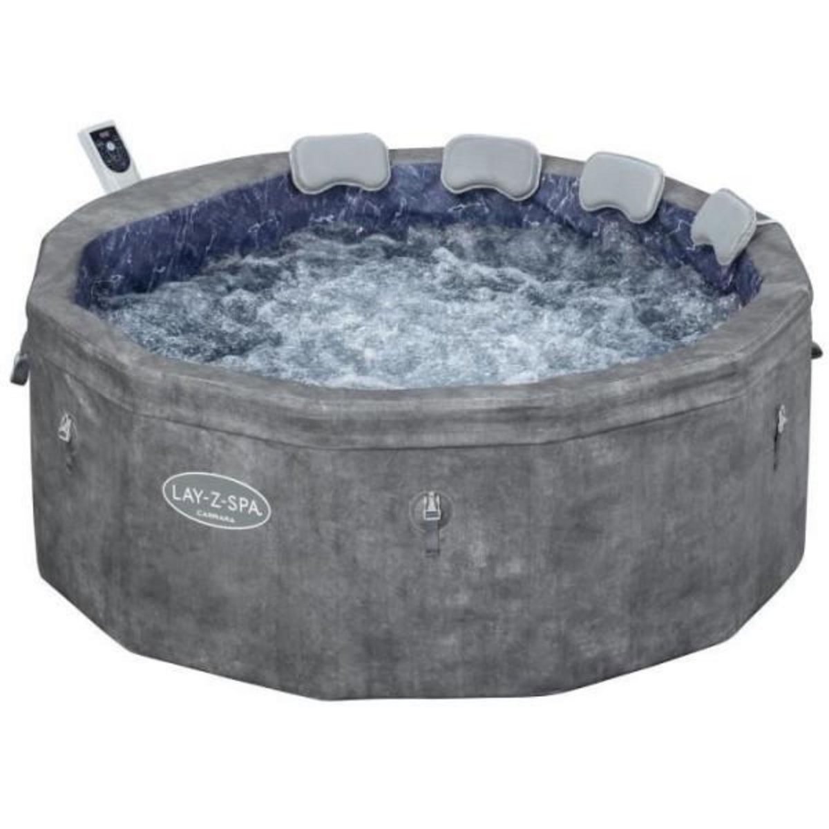 BESTWAY Spa gonflable BESTWAY - Lay-Z-Spa Carrara - 140 airjets - 170 x 65 cm - 4 a 6 places - Rond (couverture, cartouche, 4 appuie-tet
