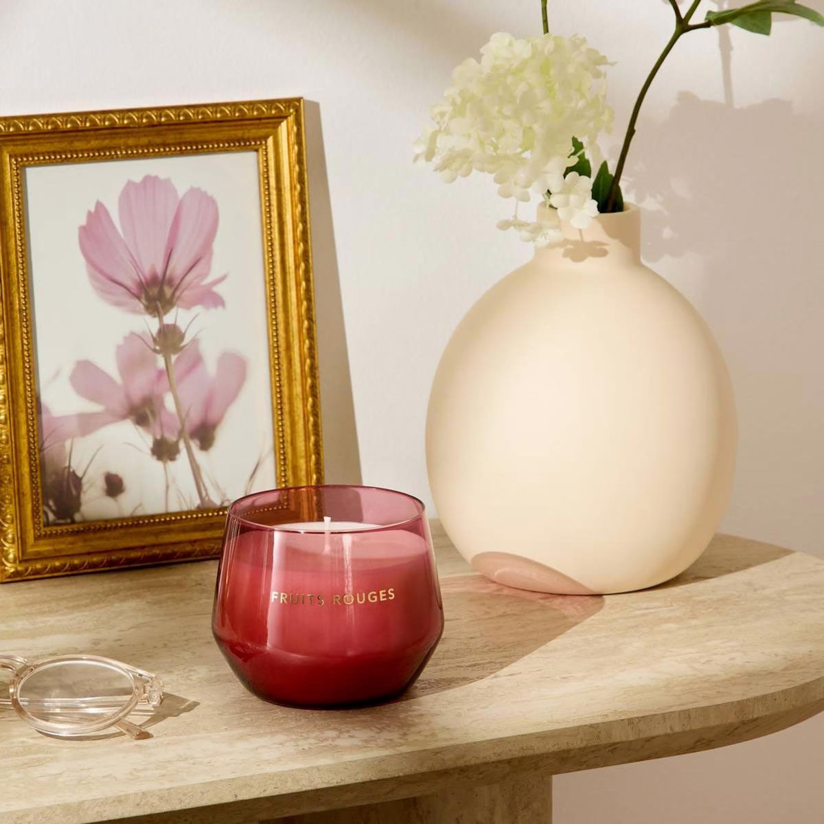 ATMOSPHERA Bougie Parfumée en Verre  Glowy  300g Fruits Rouges