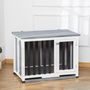 Voir la diapositive 2 : PAWHUT Cage pour chien animaux pliable dim. 84L x 51l x 61H cm porte verrouillable toit ouvrant plateau déjection bois sapin gris blanc noir