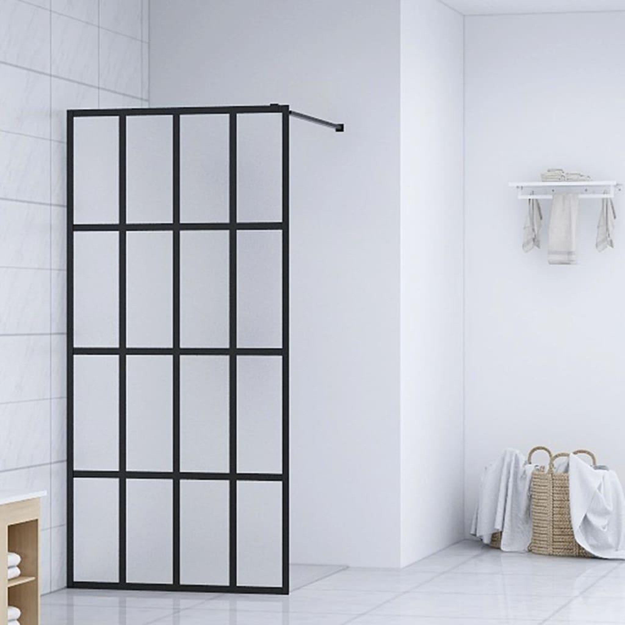 Voir la diapositive 1 : VIDAXL Ecran de douche Verre trempe depoli 100x195 cm