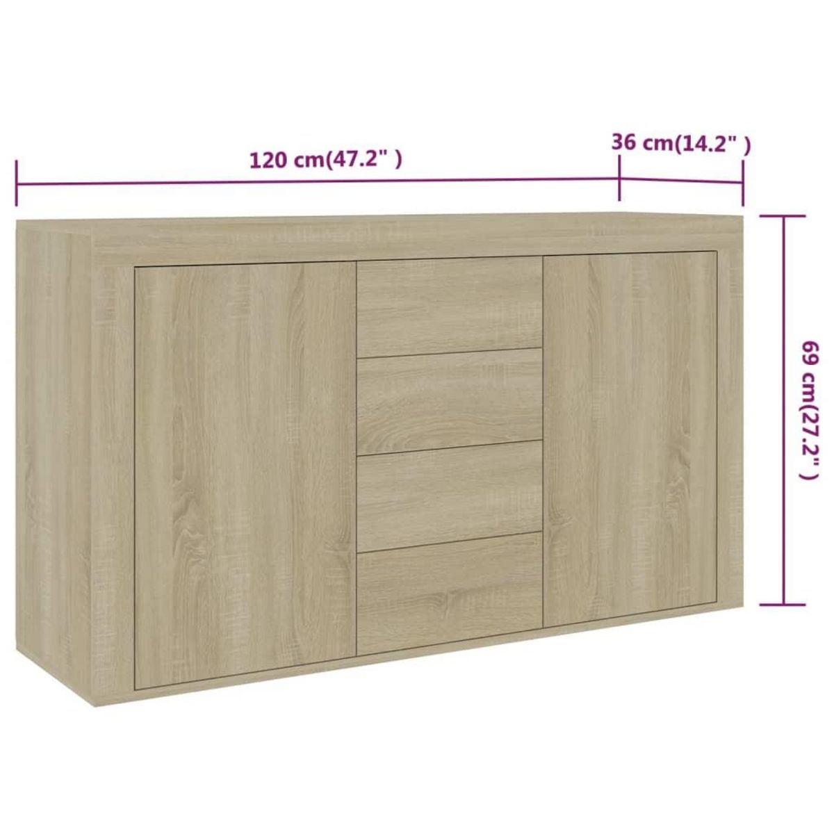 VIDAXL Buffet Chene sonoma 120x36x69 cm Bois d'ingenierie