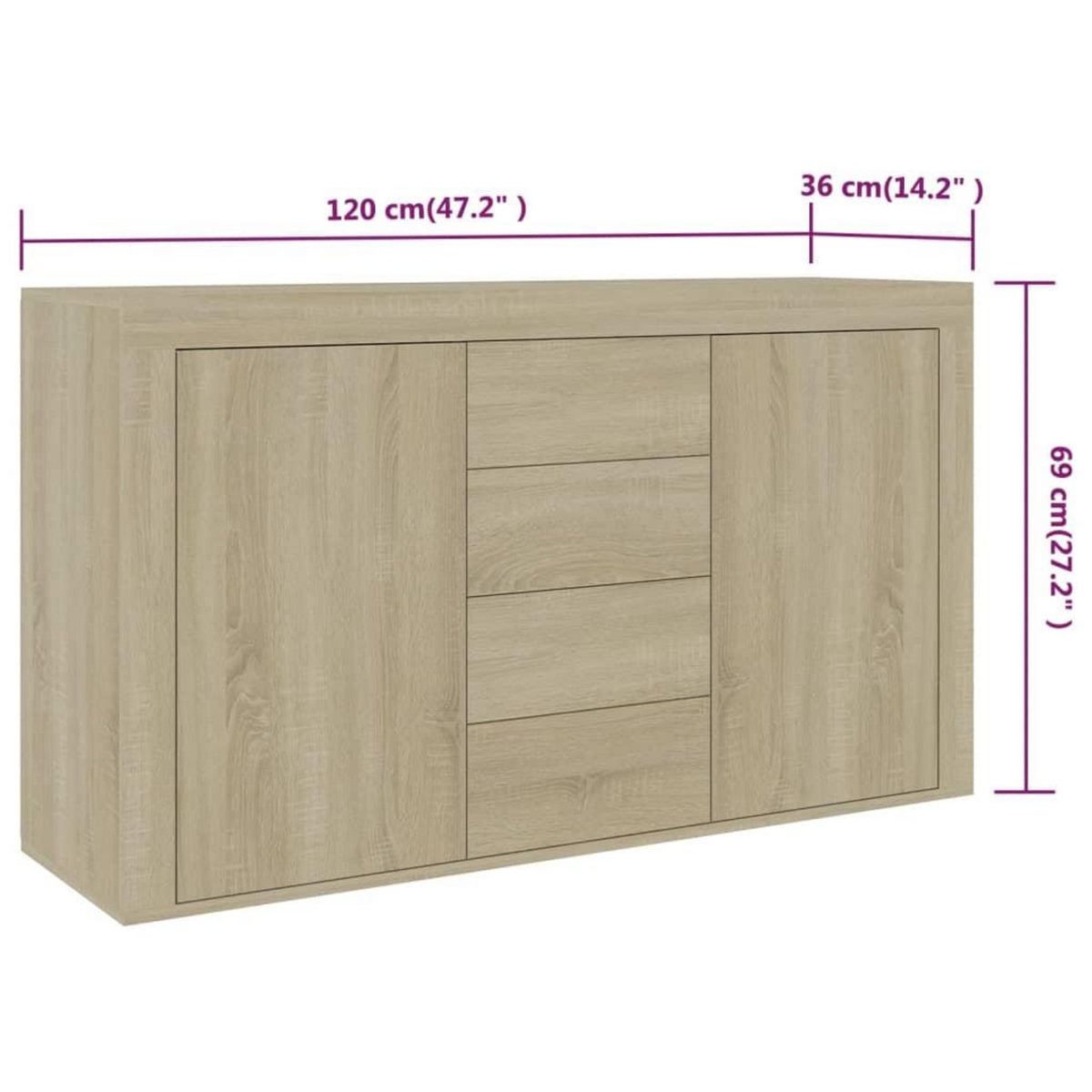 VIDAXL Buffet Chene sonoma 120x36x69 cm Bois d'ingenierie
