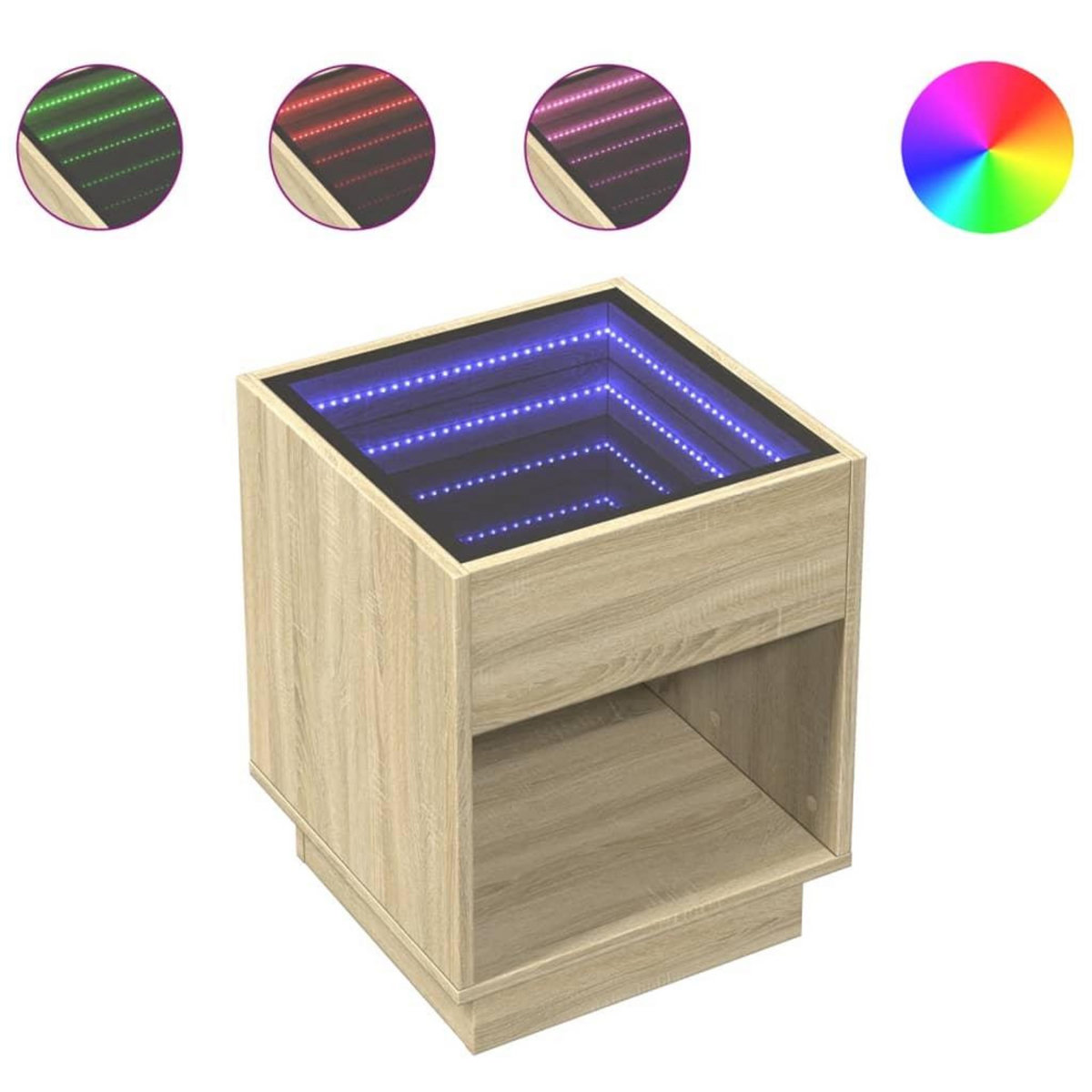 VIDAXL Table de chevet avec LED infini chene sonoma 40x40x50 cm