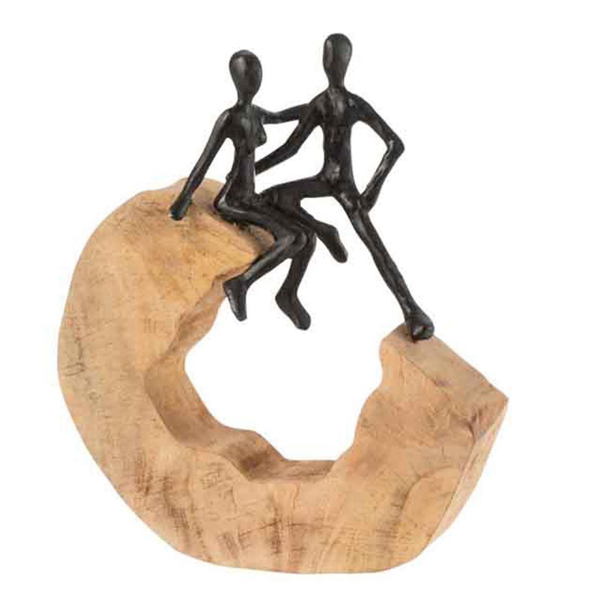J-LINE Statuette déco  couple assis  29cm naturel & noir