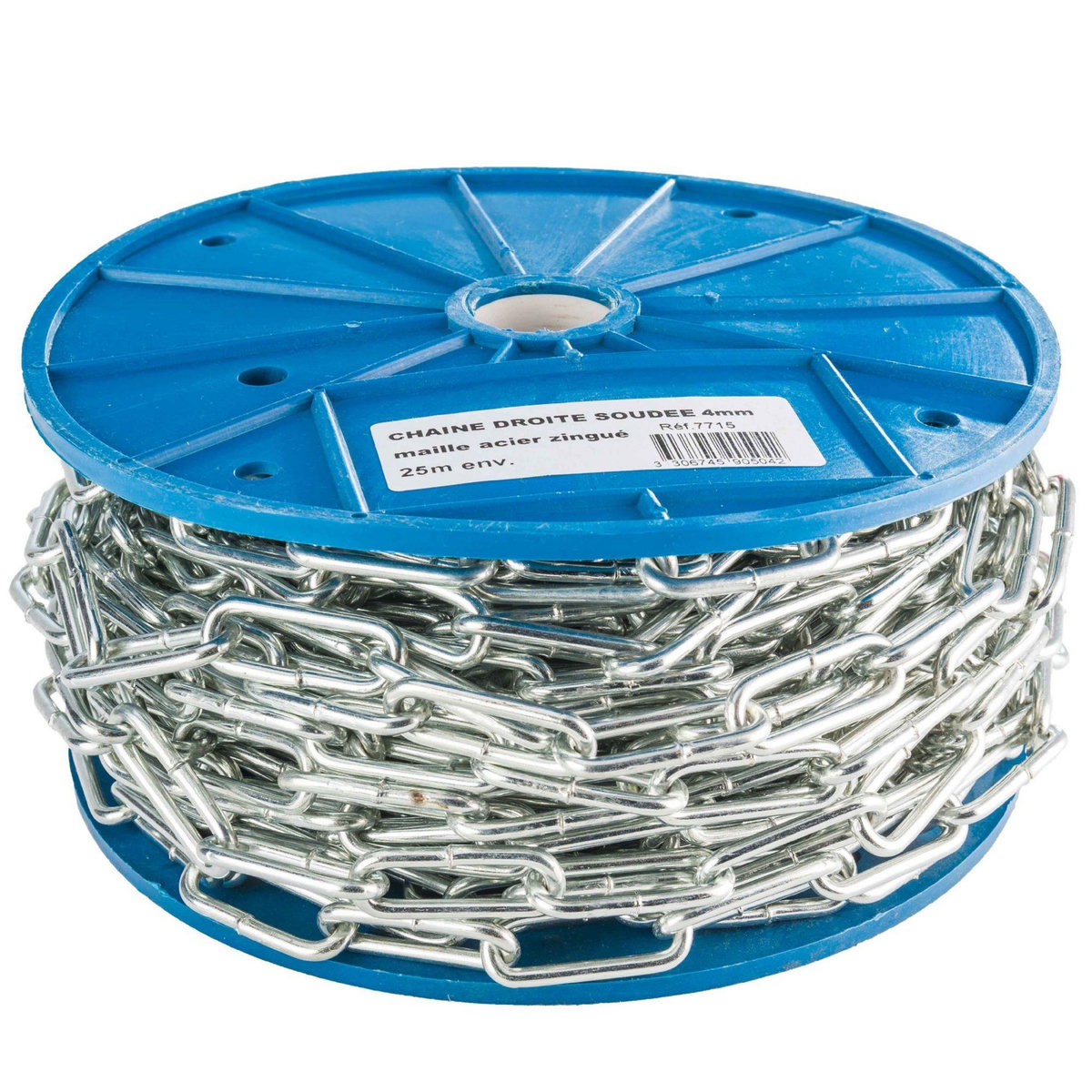 Corderies tournonaises Chaine soudée 4 mm acier zingué 25m