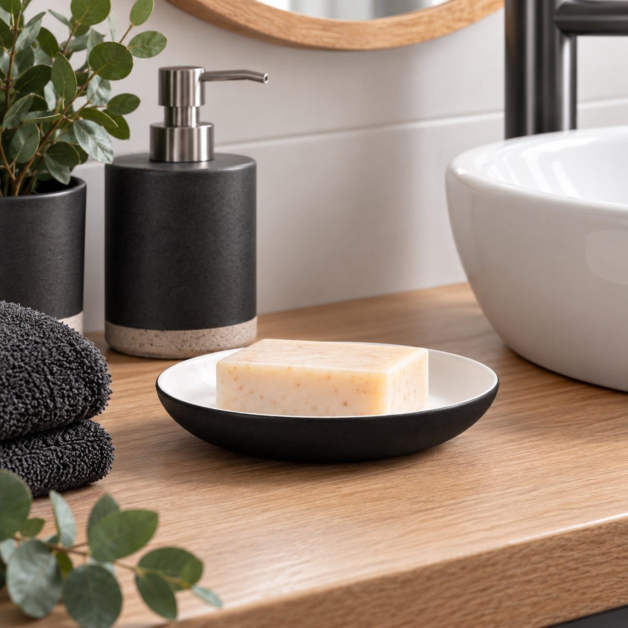 Voir la diapositive 2 : Eden Porte savon en gres mambo design et moderne