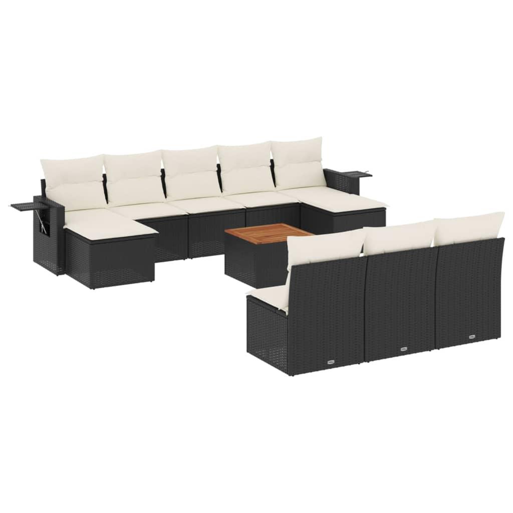 Voir la diapositive 2 : VIDAXL Salon de jardin 11 pcs avec coussins noir resine tressee