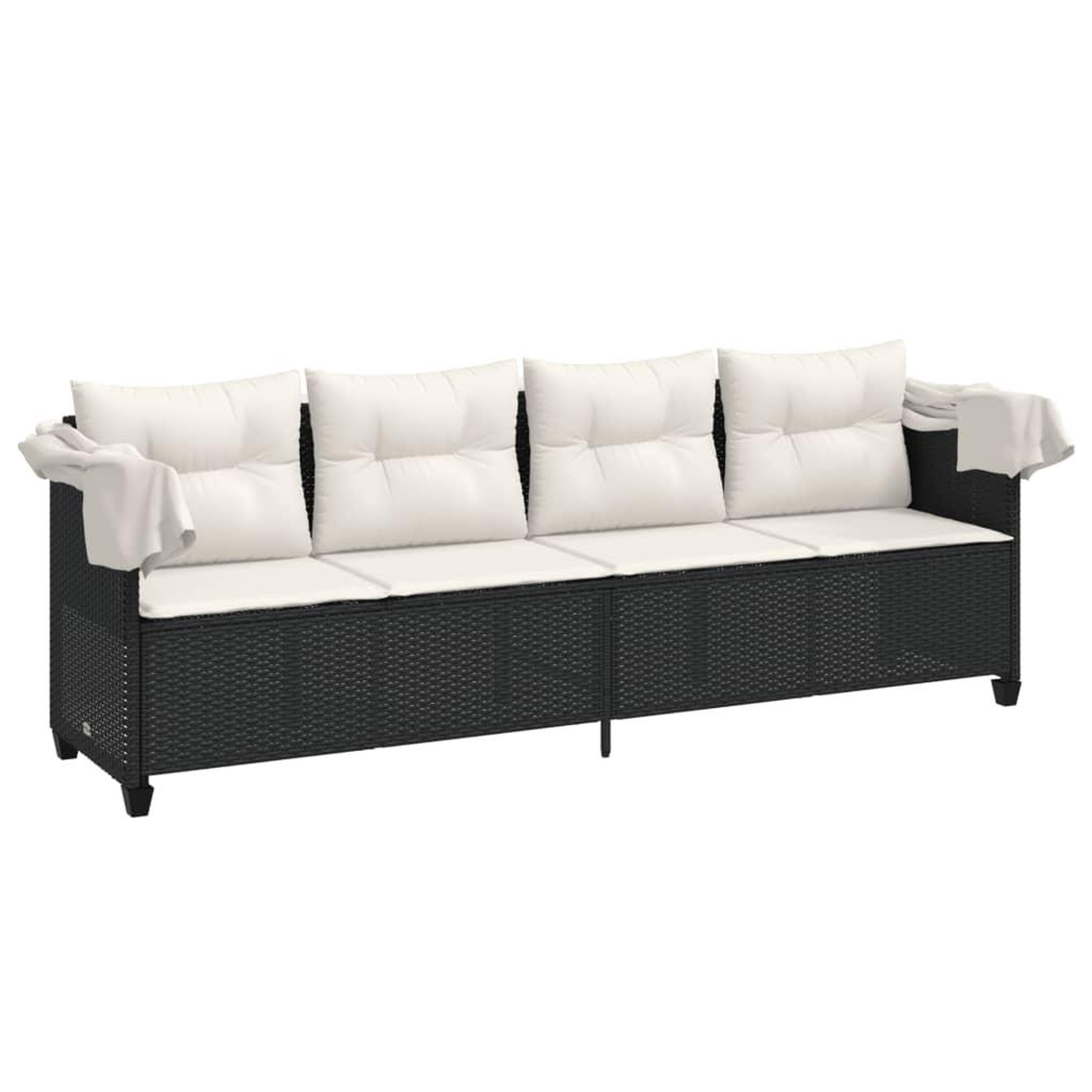 Voir la diapositive 4 : VIDAXL Chaise longue avec auvent et coussins noir resine tressee