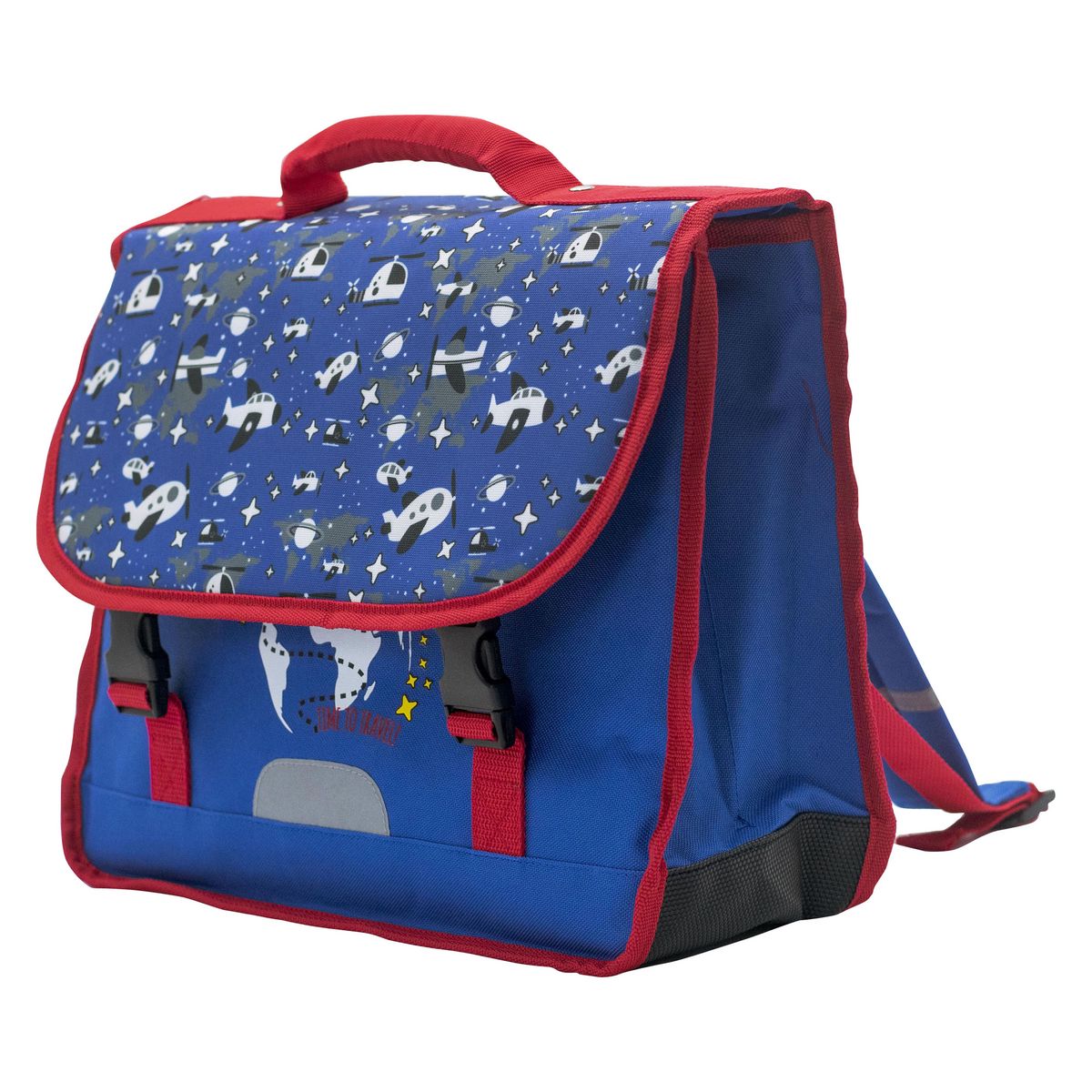 AUCHAN Cartable 36 cm polyester bleu AVIONS