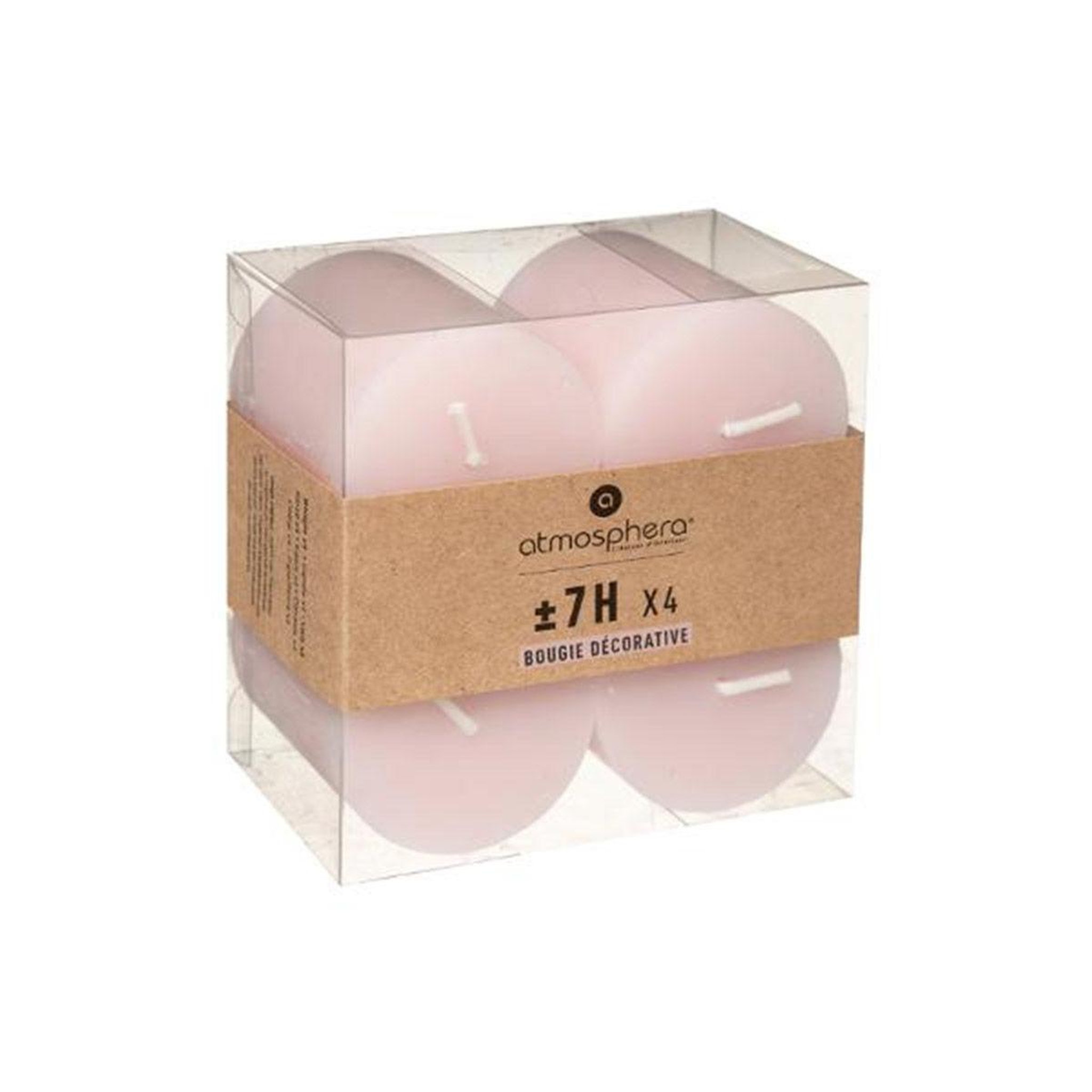 Voir la diapositive 3 : COMPTOIR DE LA BOUGIE Lot de 4 bougies votives  rustic  4,5cm rose clair