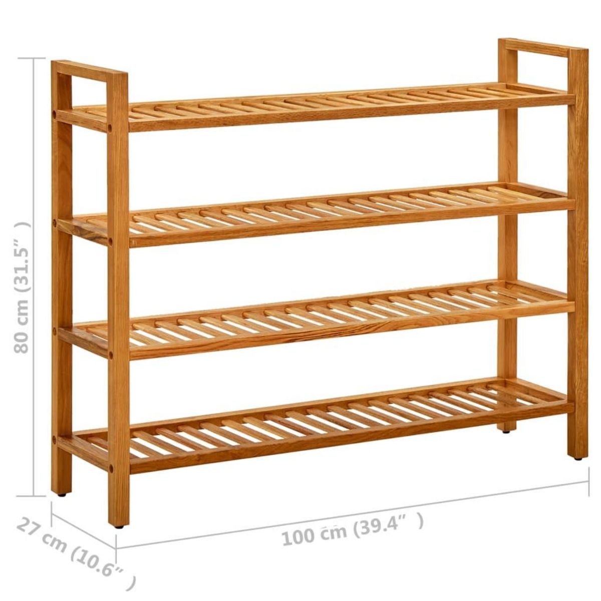 VIDAXL Etagere a chaussures a 4 niveaux 100x27x80 cm Chene massif