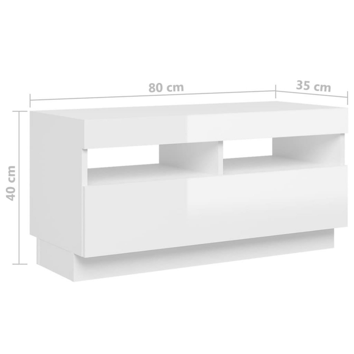 VIDAXL Meuble TV avec lumieres LED blanc brillant 80x35x40 cm
