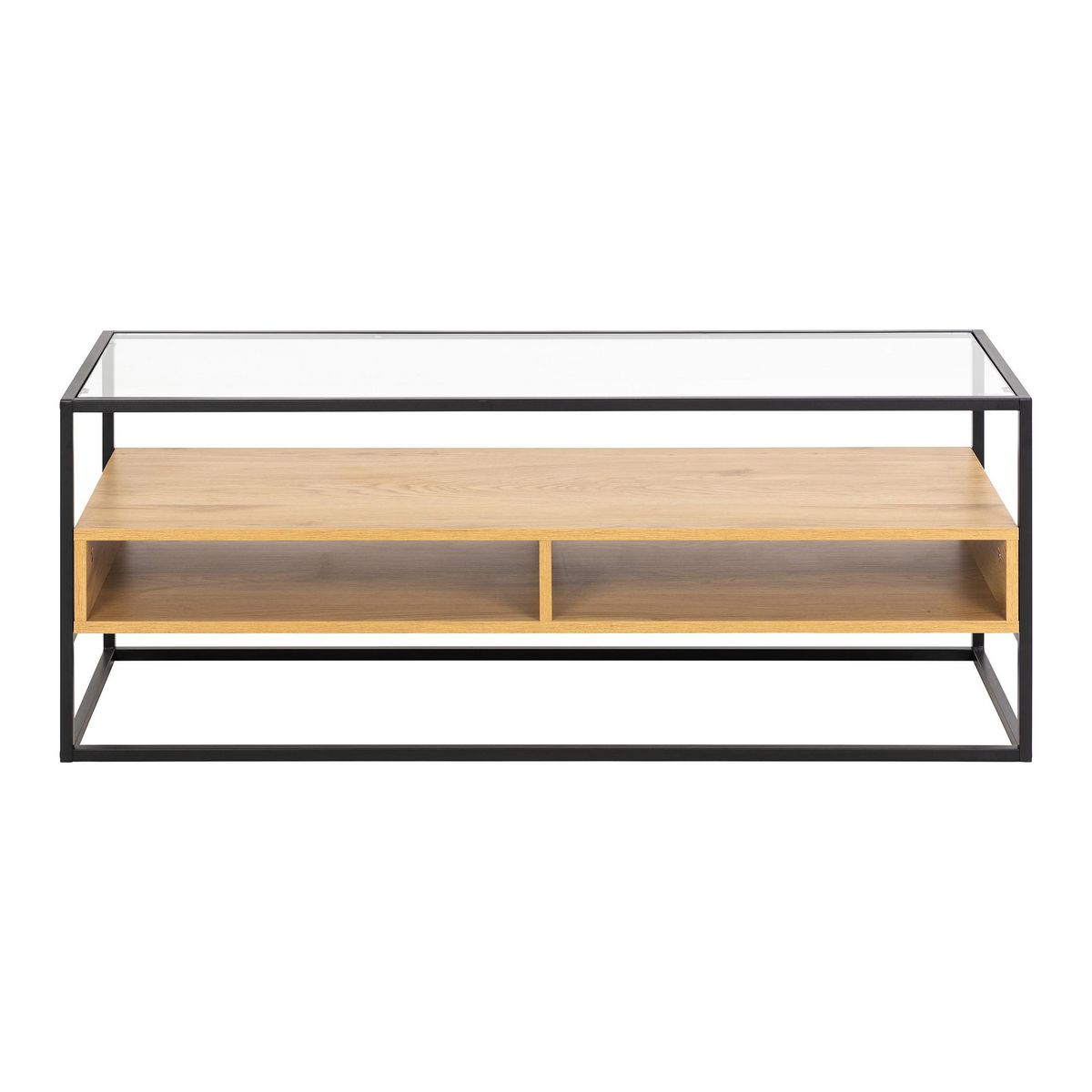 LISA DESIGN Parker - meuble tv - effet bois, verre et métal noir - 120 cm