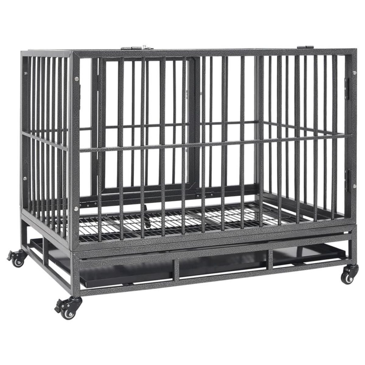 VIDAXL Cage pour chien avec roues et toit Acier 102x72x85 cm