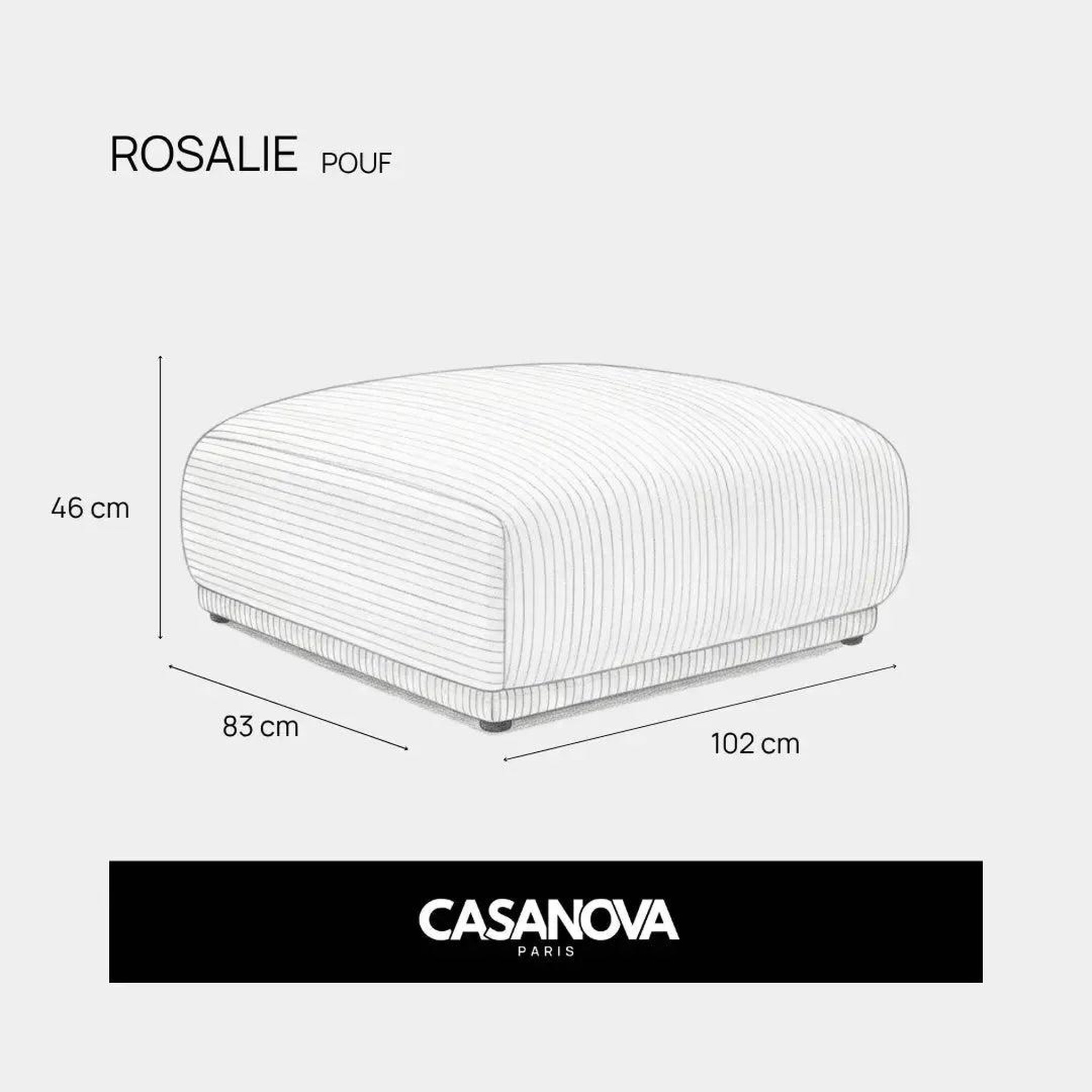 Voir la diapositive 5 : CASANOVA PARIS Rosalie - pouf velours cotelé