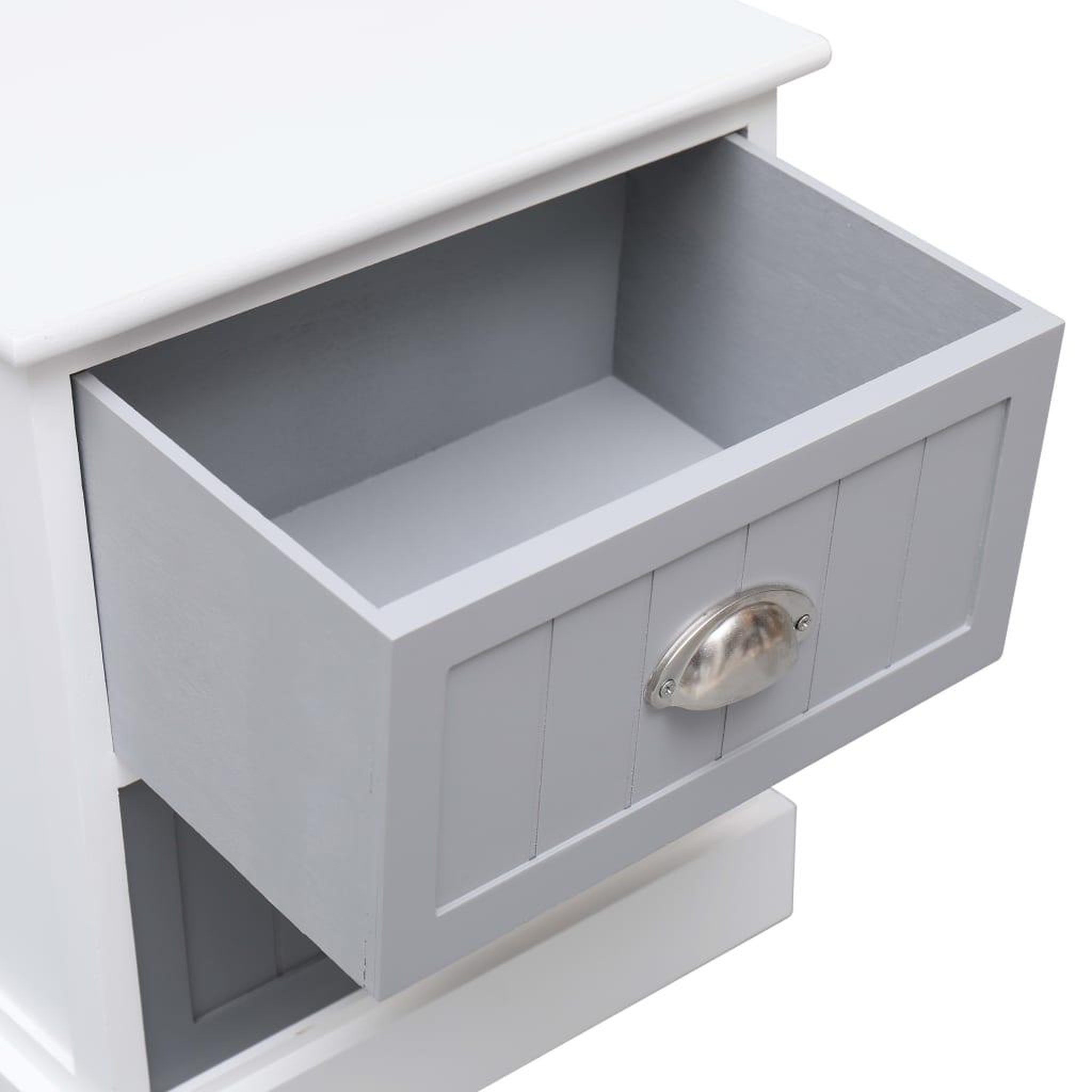 Voir la diapositive 5 : VIDAXL Table de chevet Gris 38x28x45 cm Bois de Paulownia