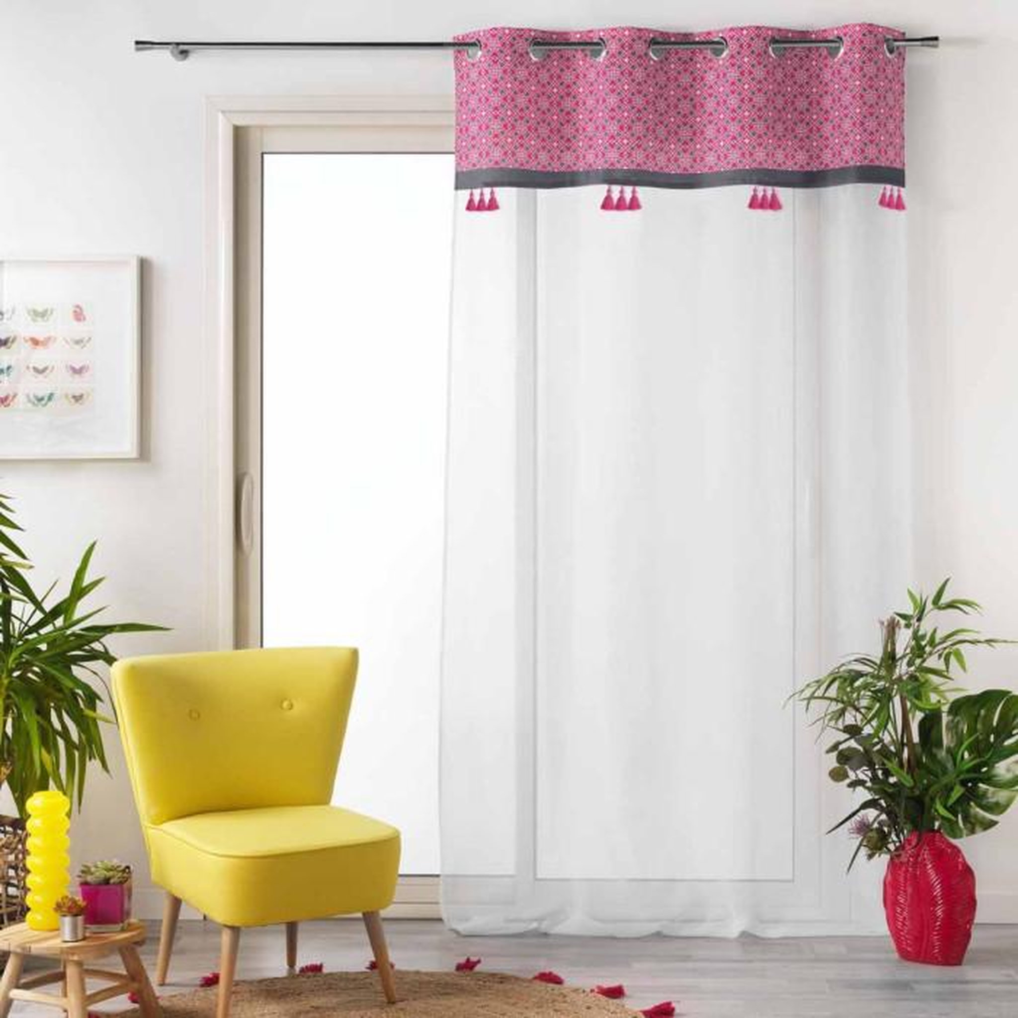 Voir la diapositive 5 : Paris Prix Rideau Voilage à Œillets  Callao  140x240cm Rose