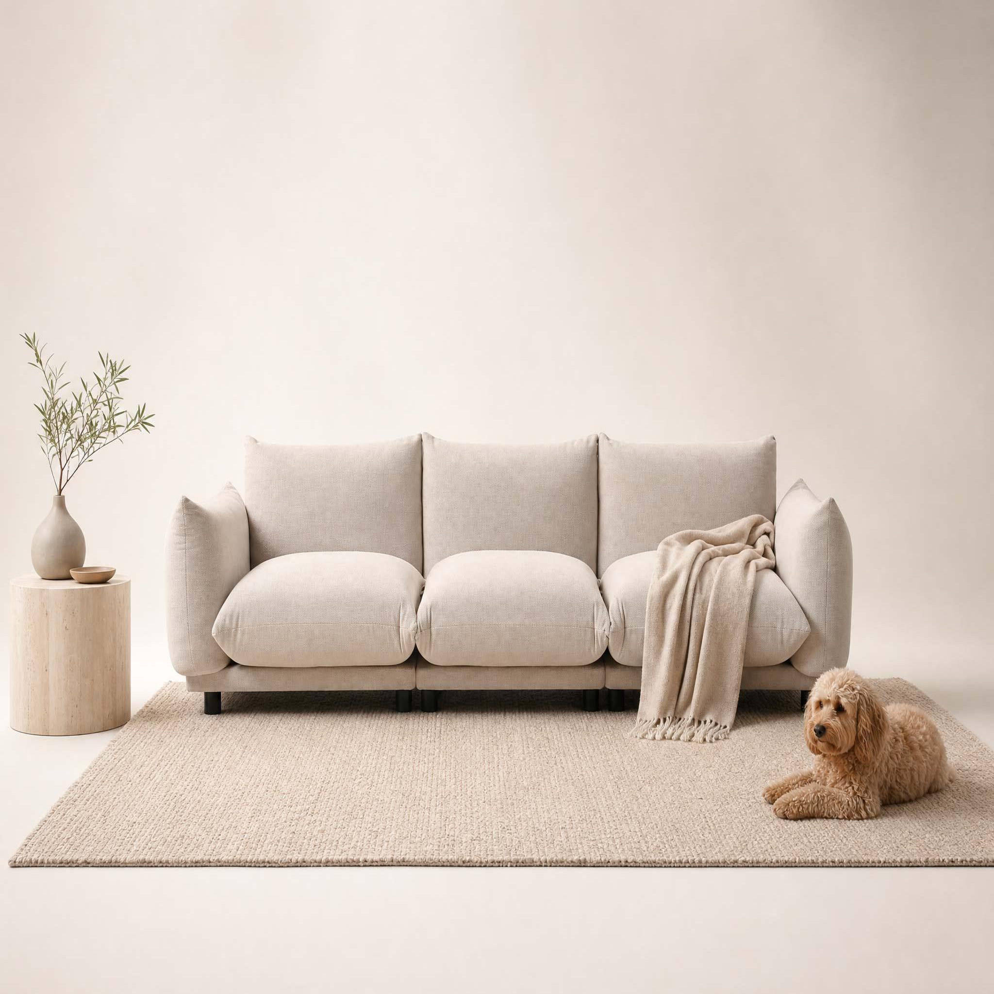 Voir la diapositive 2 : BEST MOBILIER Jeanne - canapé modulable 3 places en velours texturé