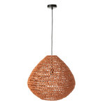 Paris Prix Lampe Suspension Torsade  Sharron  50cm Orange