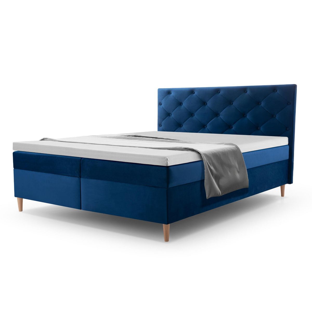 BEST MOBILIER Louis - lit boxspring - 180x200 - en velours - coffres et surmatelas inclus