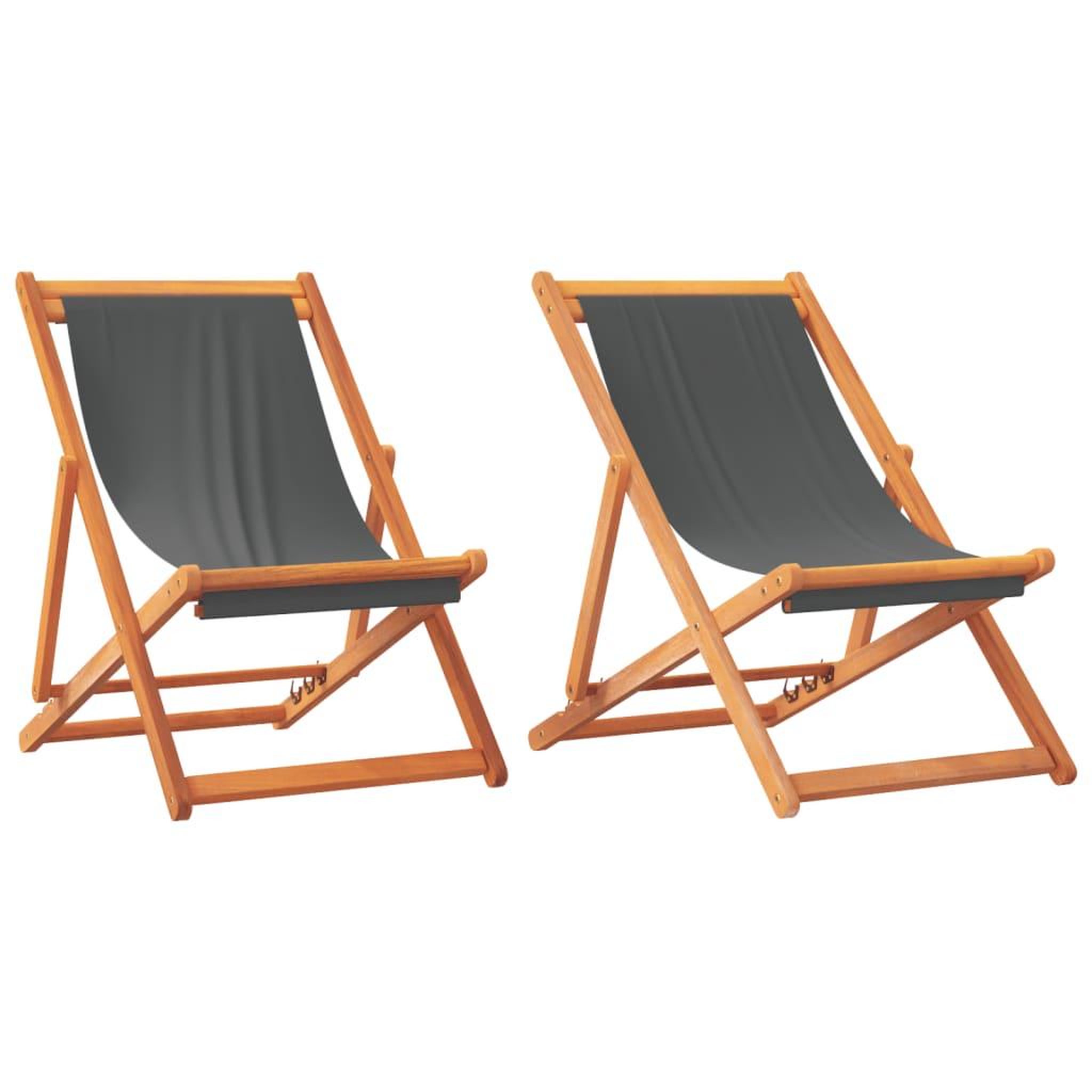 Voir la diapositive 2 : VIDAXL Chaises de plage pliables lot de 2 gris tissu