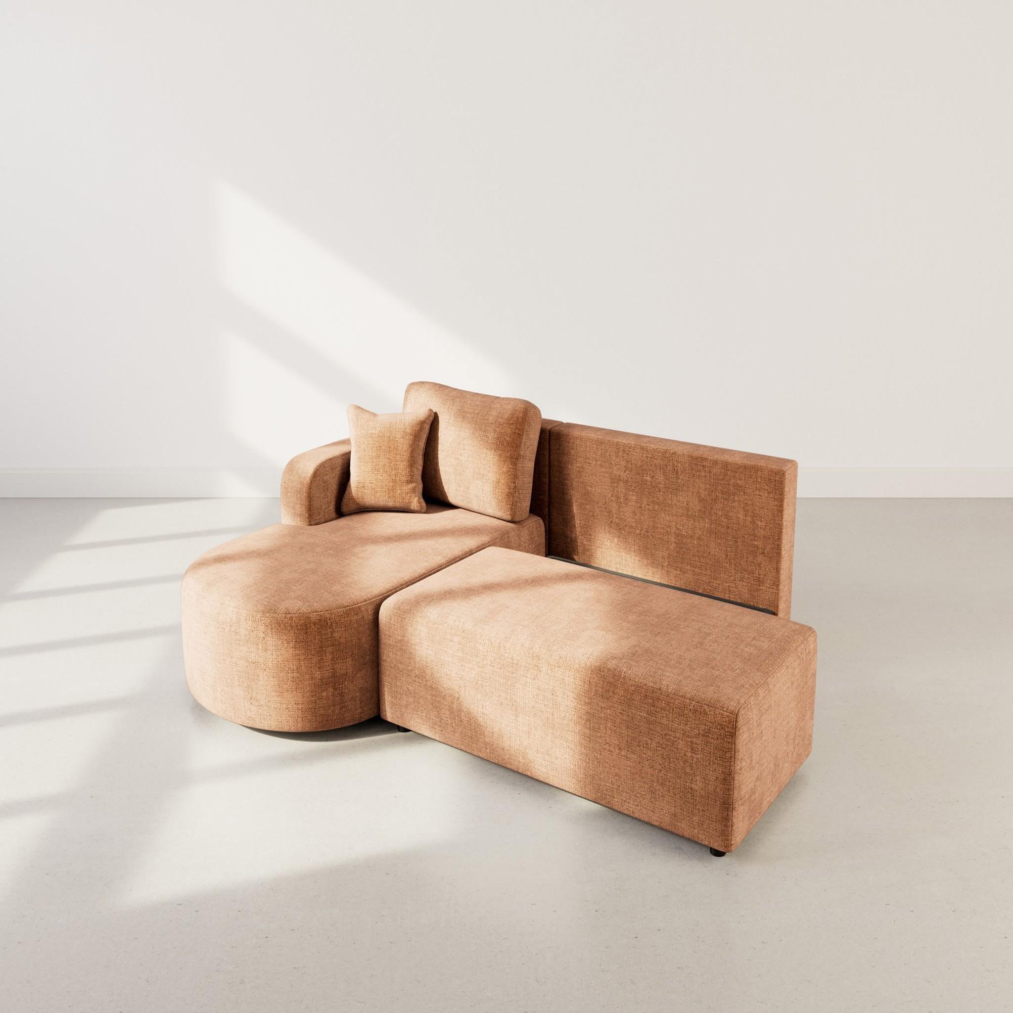 Voir la diapositive 3 : BEST MOBILIER Miro - canapé d'angle gauche 4 places convertible avec coffre en velours texturé