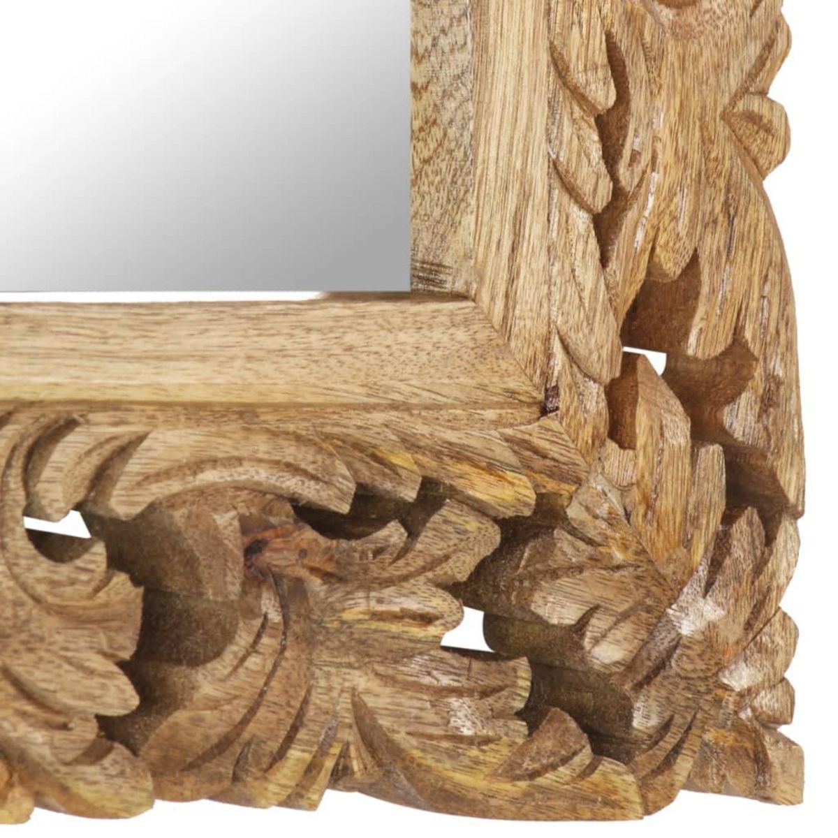 VIDAXL Miroir sculpte a la main Marron 50x50cm Bois de manguier massif