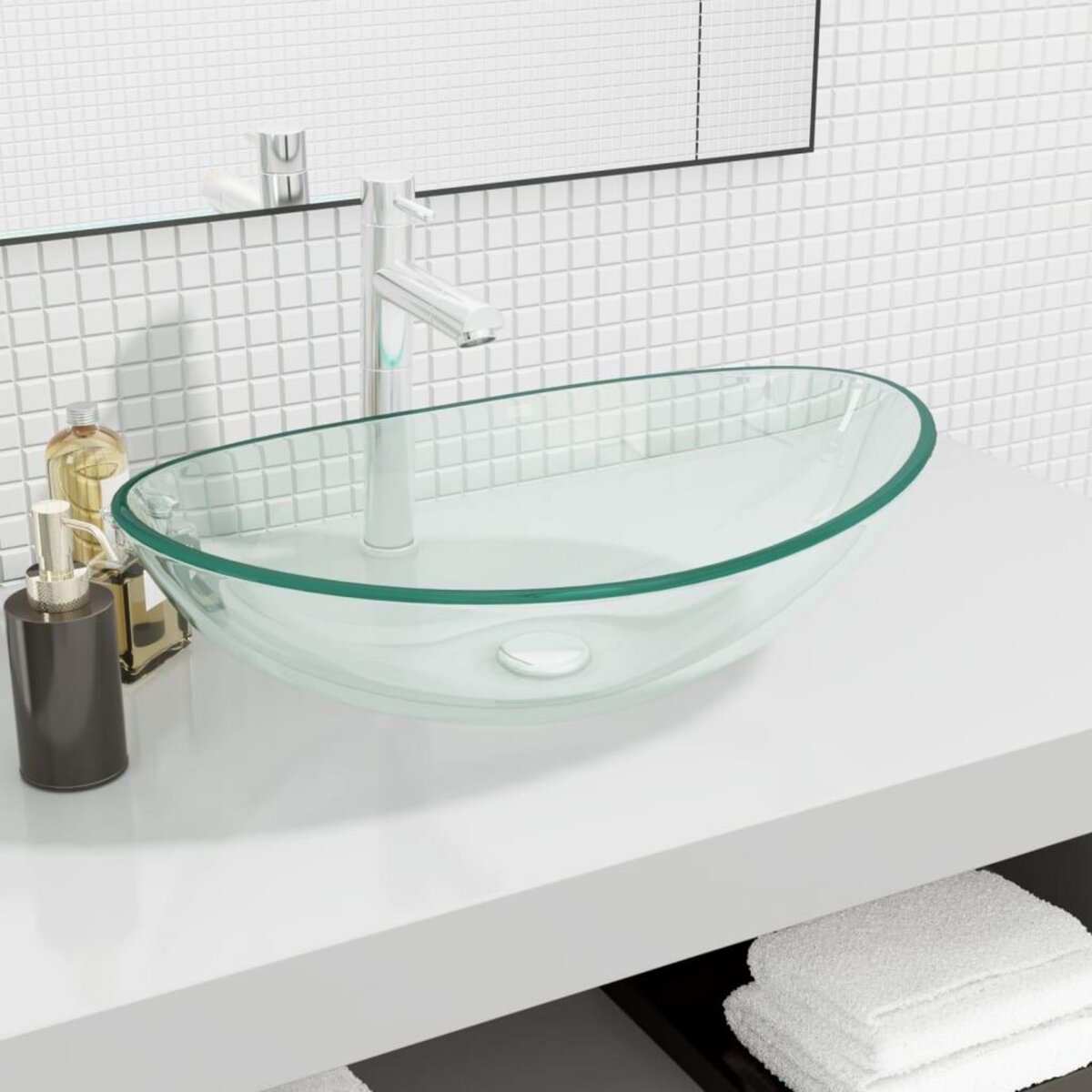 VIDAXL Lavabo Verre trempe 54,5x35x15,5 cm Transparent