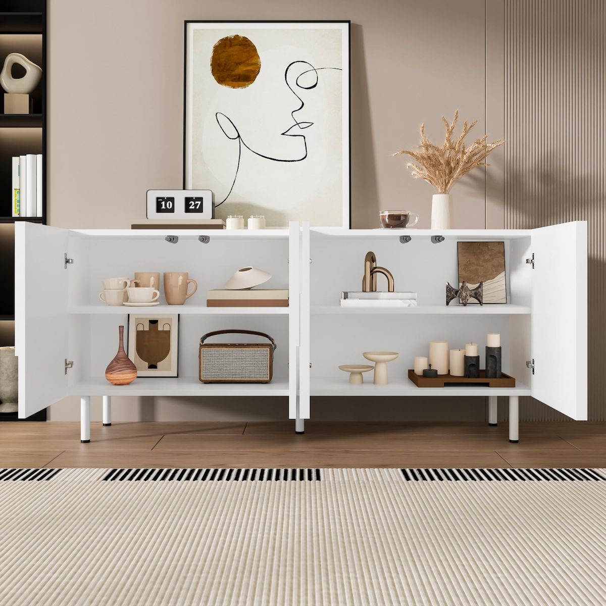 MERAX Buffet 4 porte(s) 0 tiroir(s) - 160 cm blanc mdf