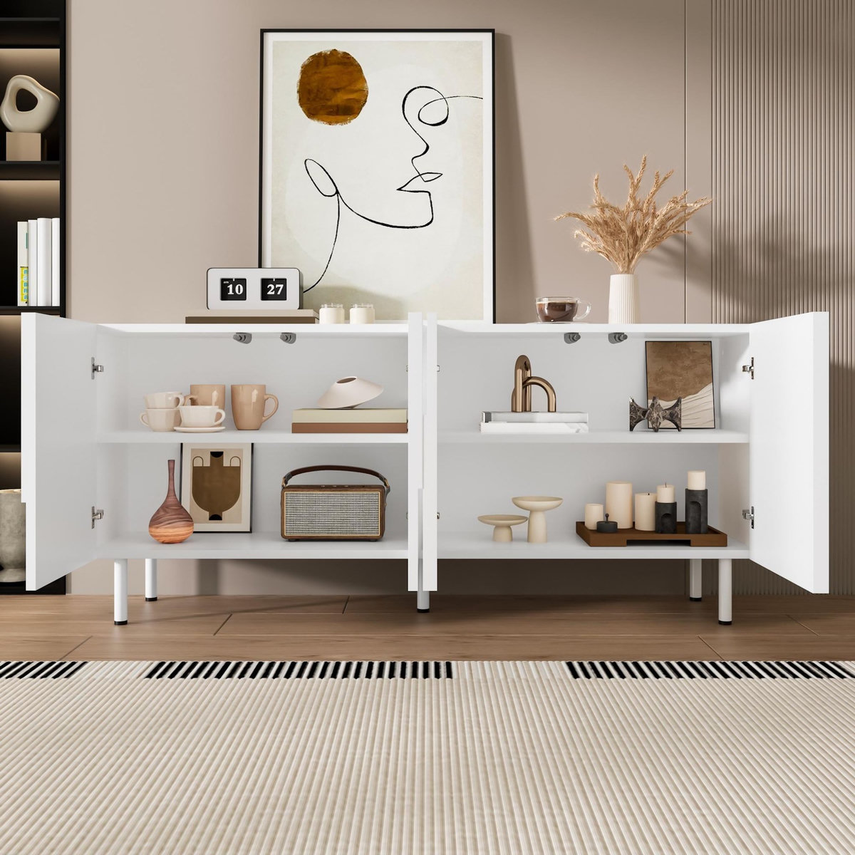 MERAX Buffet 4 porte(s) 0 tiroir(s) - 160 cm blanc mdf