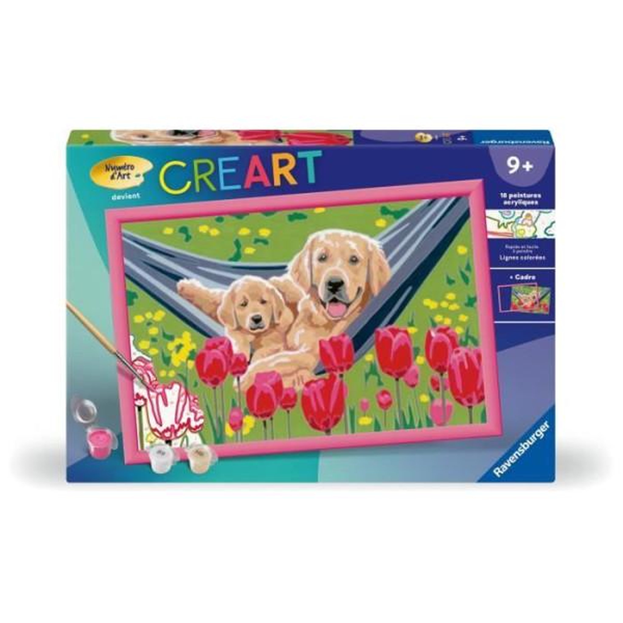 Voir la diapositive 1 : RAVENSBURGER CreArt Kids 31x21cm Labrador et tulipes, Kit de peinture par numéros Numéro d'Art, Des 7 ans, 25852, Ravensburger