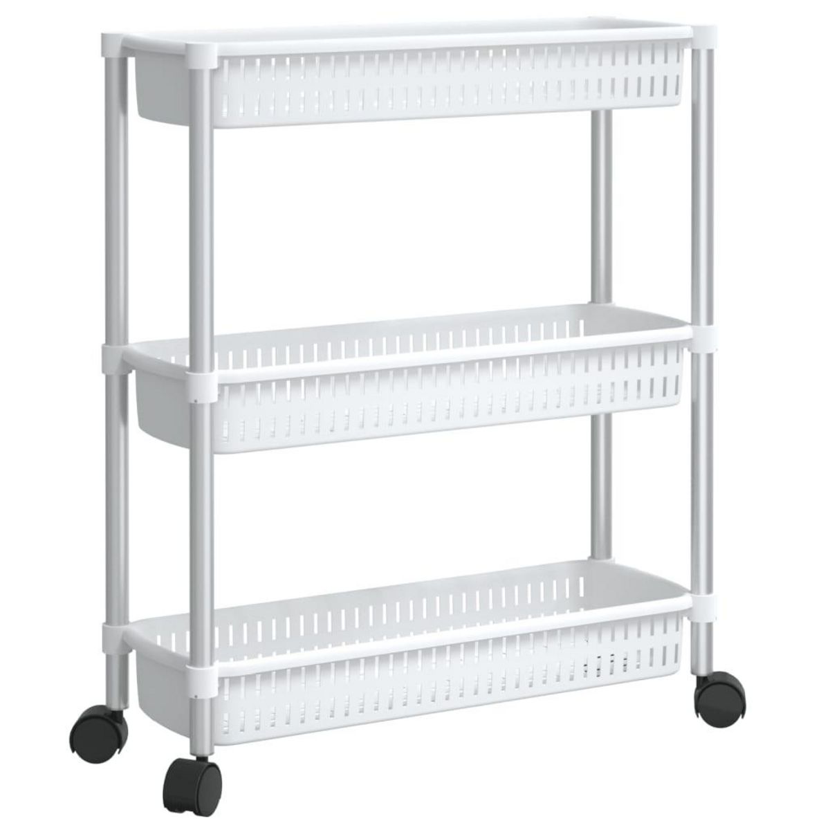 VIDAXL Chariot de rangement a 3 niveaux Argente et blanc Aluminium