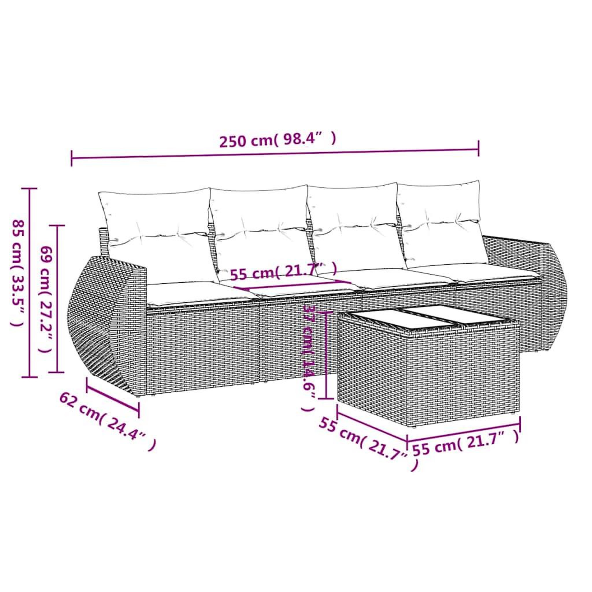 Voir la diapositive 3 : VIDAXL Salon de jardin 5 pcs avec coussins gris clair resine tressee