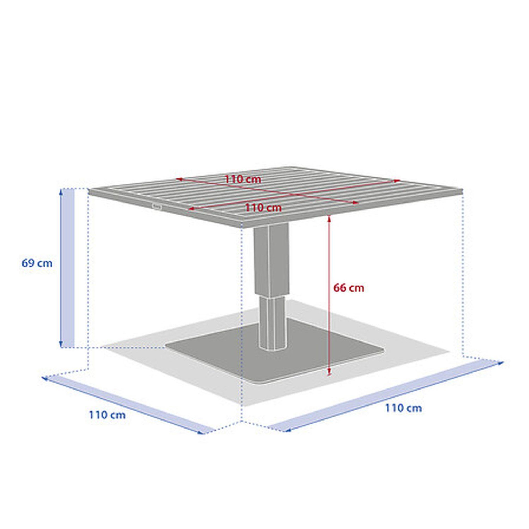 Voir la diapositive 3 : HESPERIDE Table de jardin relevable carrée en aluminium SALIMIA - Avoine