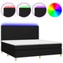 Voir la diapositive 2 : VIDAXL Sommier a lattes de lit et matelas et LED Noir 200x200 cm Tissu