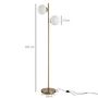 Voir la diapositive 3 : HOMCOM Lampadaire design néo-rétro 2 boules max. 40 W métal doré