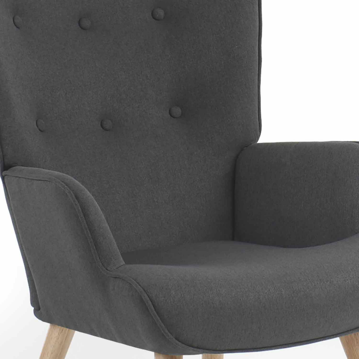 ID MARKET Fauteuil scandinave IVAR en tissu gris anthracite