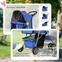 Voir la diapositive 5 : PAWHUT Poussette buggy pliable animaux chariot pliant chien chat porte-gobelet panier de rangement inclus roues avec frein tissu 600D Oxford métal bleu